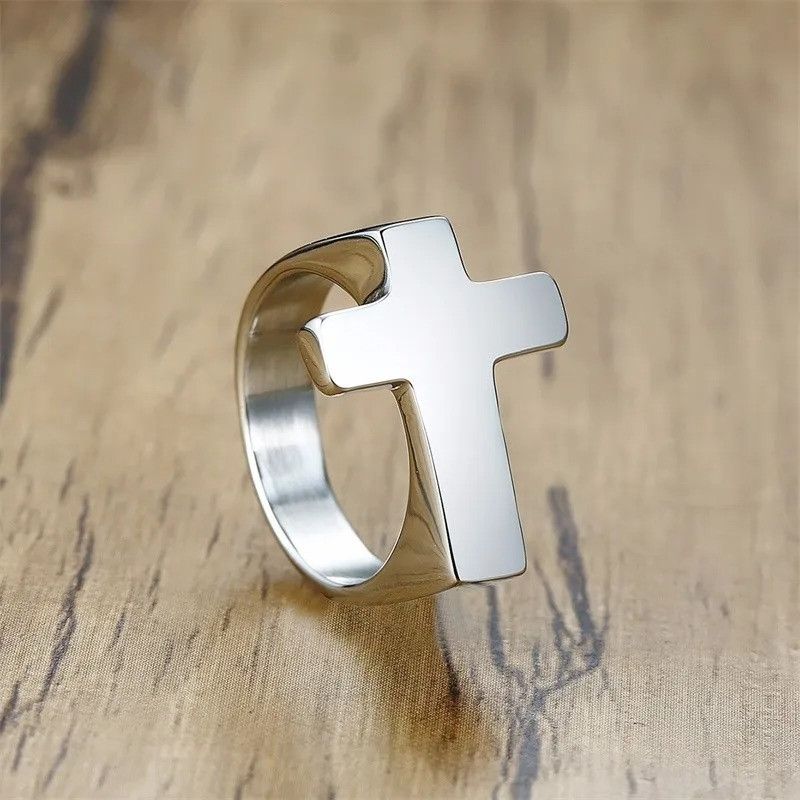 Jewelry × Vintage Men Cross Shaped Ring Size ONE SIZE - 3 Thumbnail