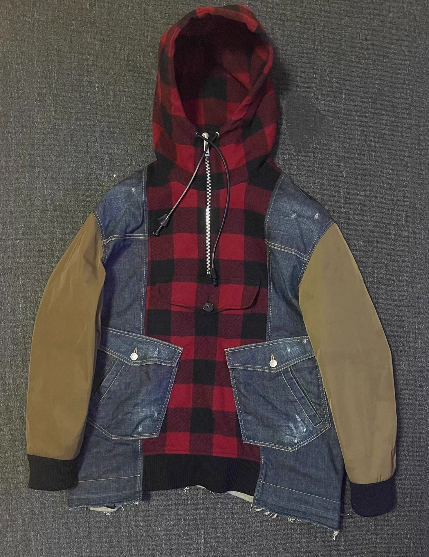 Dsquared2 Multi-Color Patchwork Hooded Jacket Size US XL / EU 56 / 4 - 1 Thumbnail