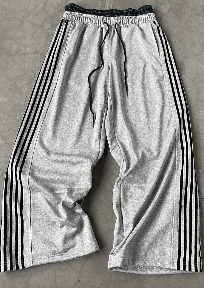 Japanese Brand Wide Leg Track Pants - Double Waistband Plaid Detail Size US 29 - 1 Thumbnail