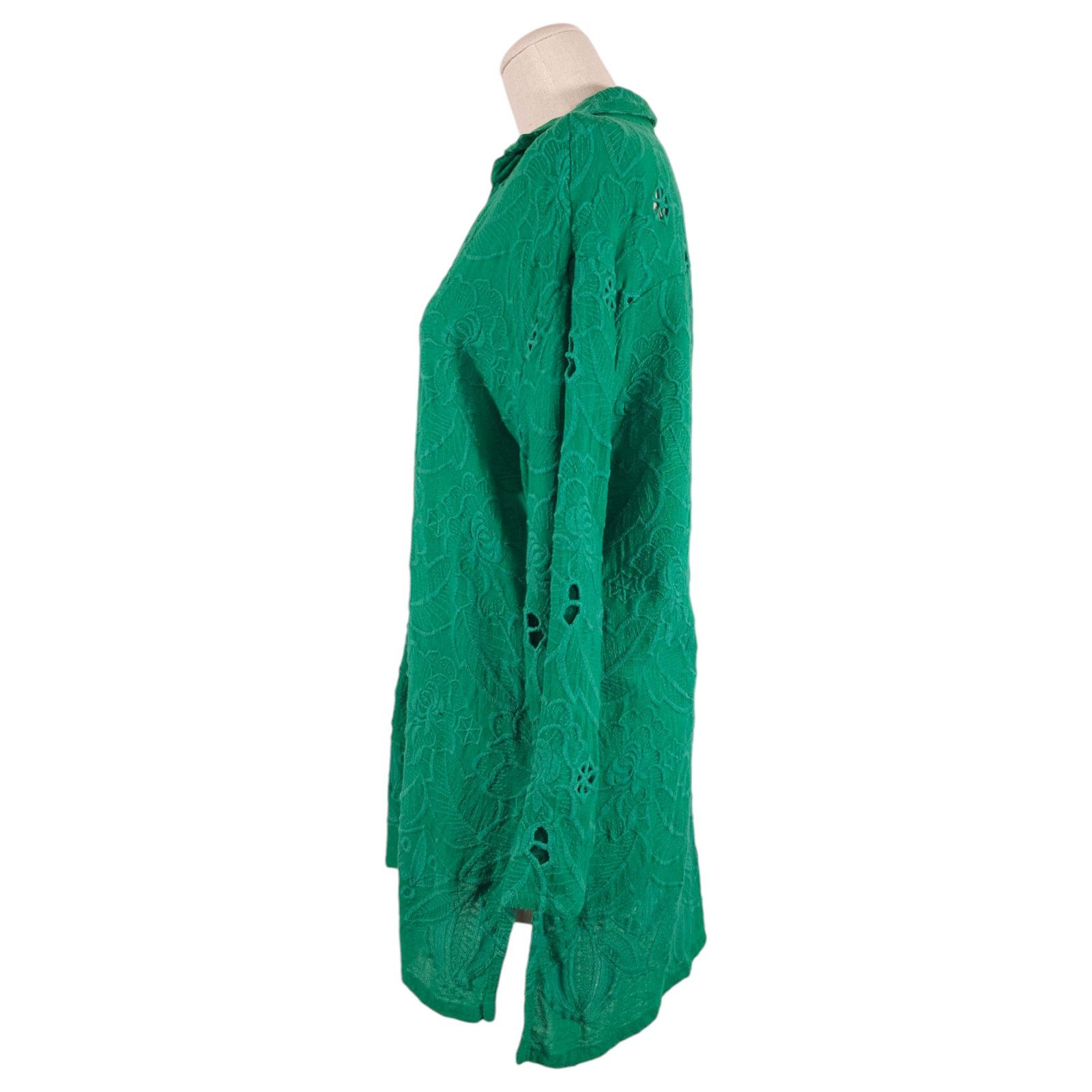 Anthropologie Akemi + Kin Abacos Embroidered Tunic Blouse Green Sz Small Size S / US 4 / IT 40 - 2 Thumbnail