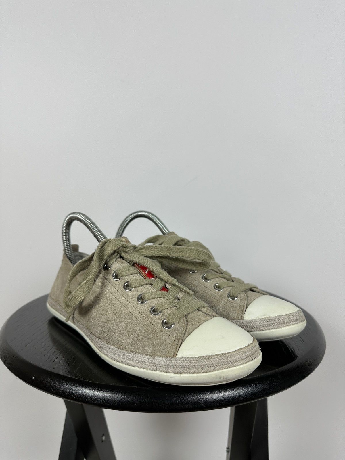 Prada Prada Suede Low Tops Red Tab Linea Rossa Trainers Sneakers Size US 8.5 / IT 38.5 - 4 Thumbnail