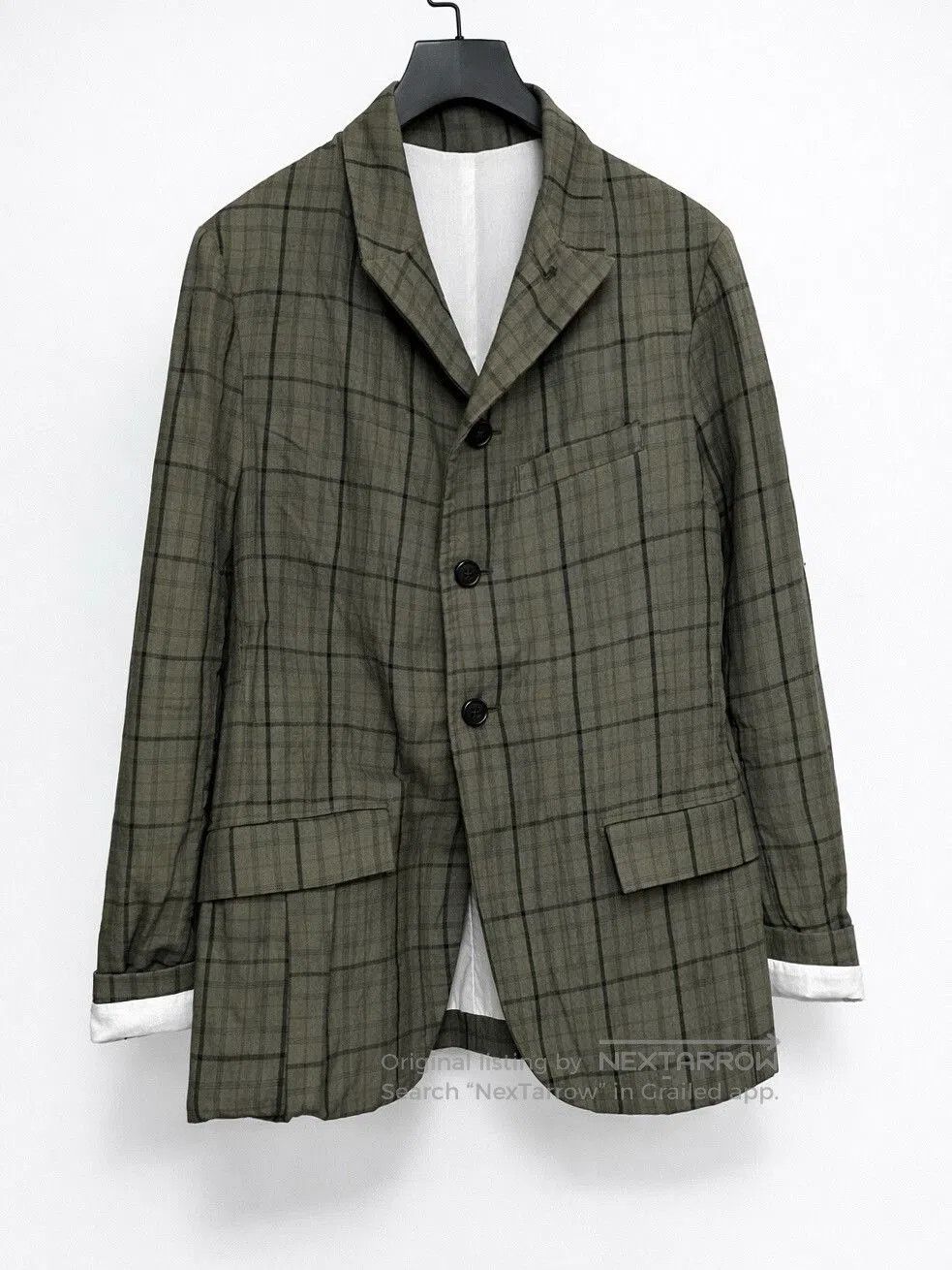 Bergfabel gray green checked linen blazer. Size US M / EU 48-50 / 2 - 4 Thumbnail