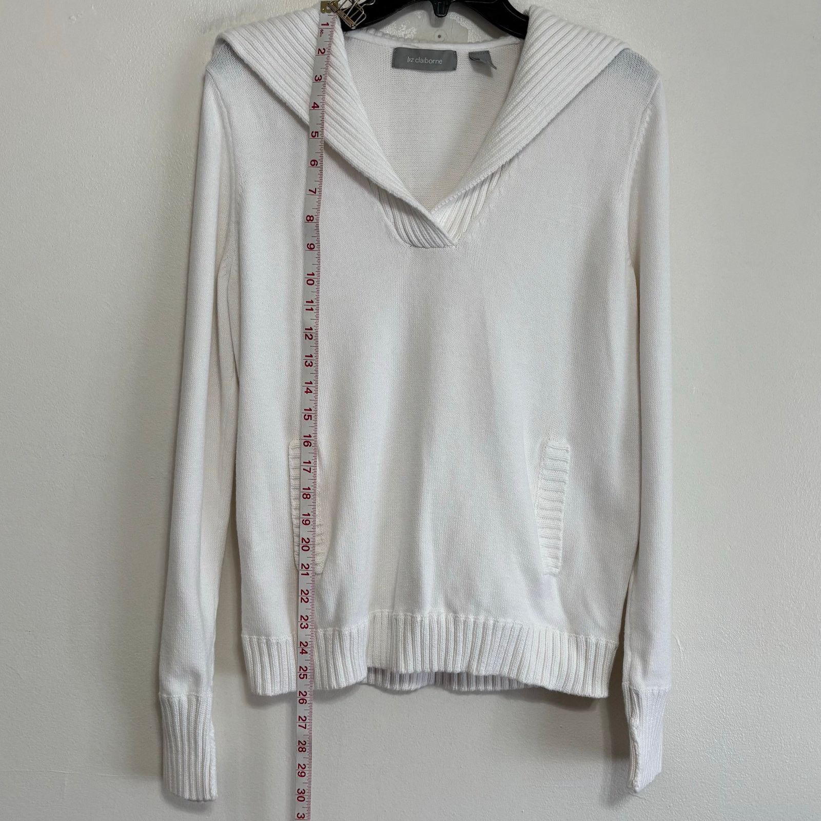 Other Liz Claiborne White Shawl-Collar Pullover Sweater Size Large Size L / US 10 / IT 46 - 3 Thumbnail