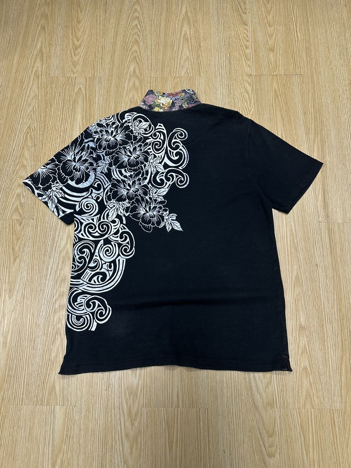 Karakuri Tamashii Vintage Sukajan Art Flower Koi Tshirt A891 Size US L / EU 52-54 / 3 - 3 Thumbnail