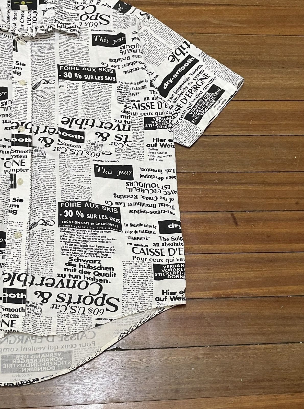 Japanese Brand × Vintage Vintage Highest Garment News Paper Full Print Shirt 1990s Size US L / EU 52-54 / 3 - 6 Thumbnail