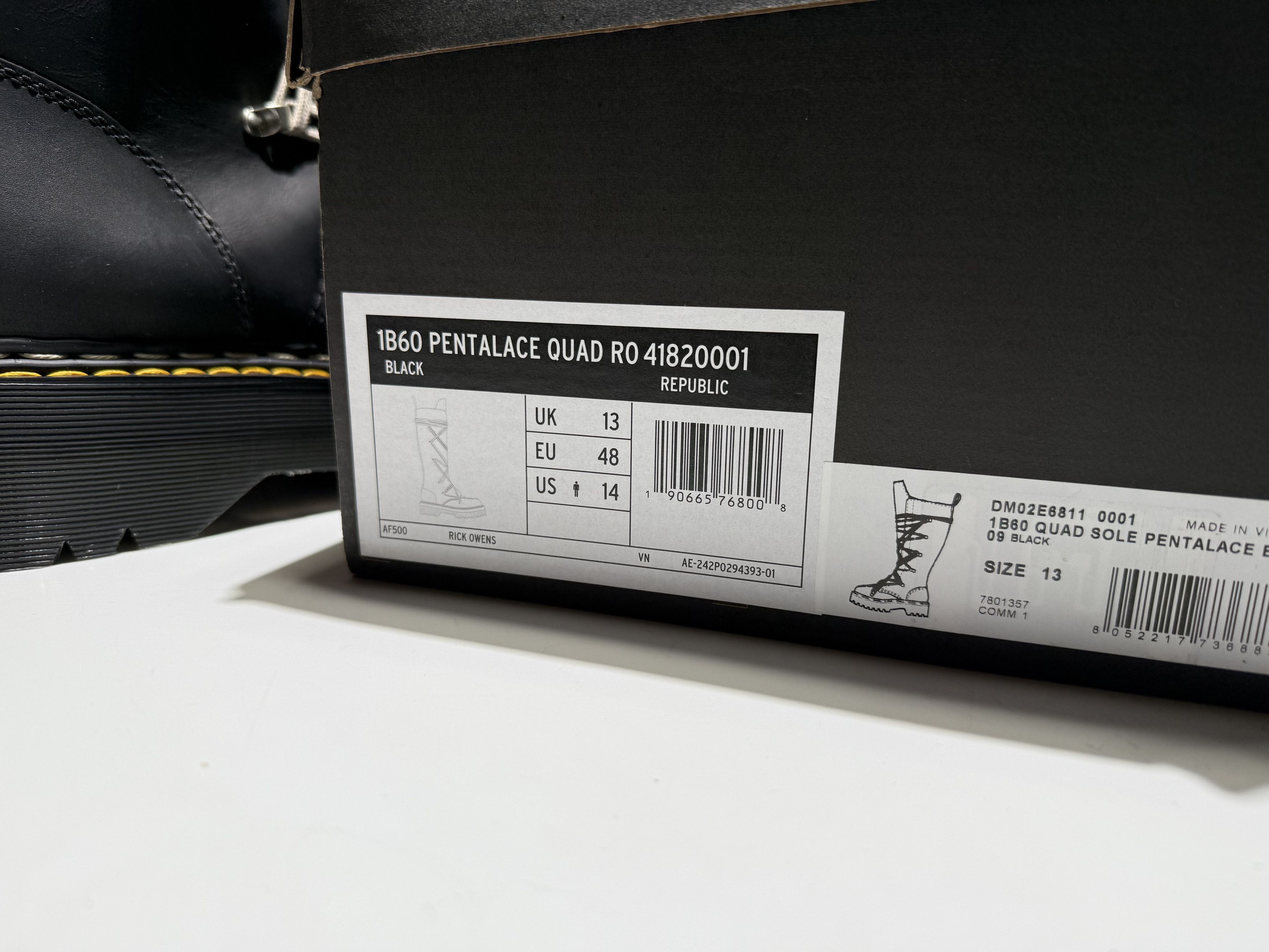 Dr. Martens × Rick Owens Pentalace Leather Platform Boots Size US 14 / EU 47 - 10 Thumbnail