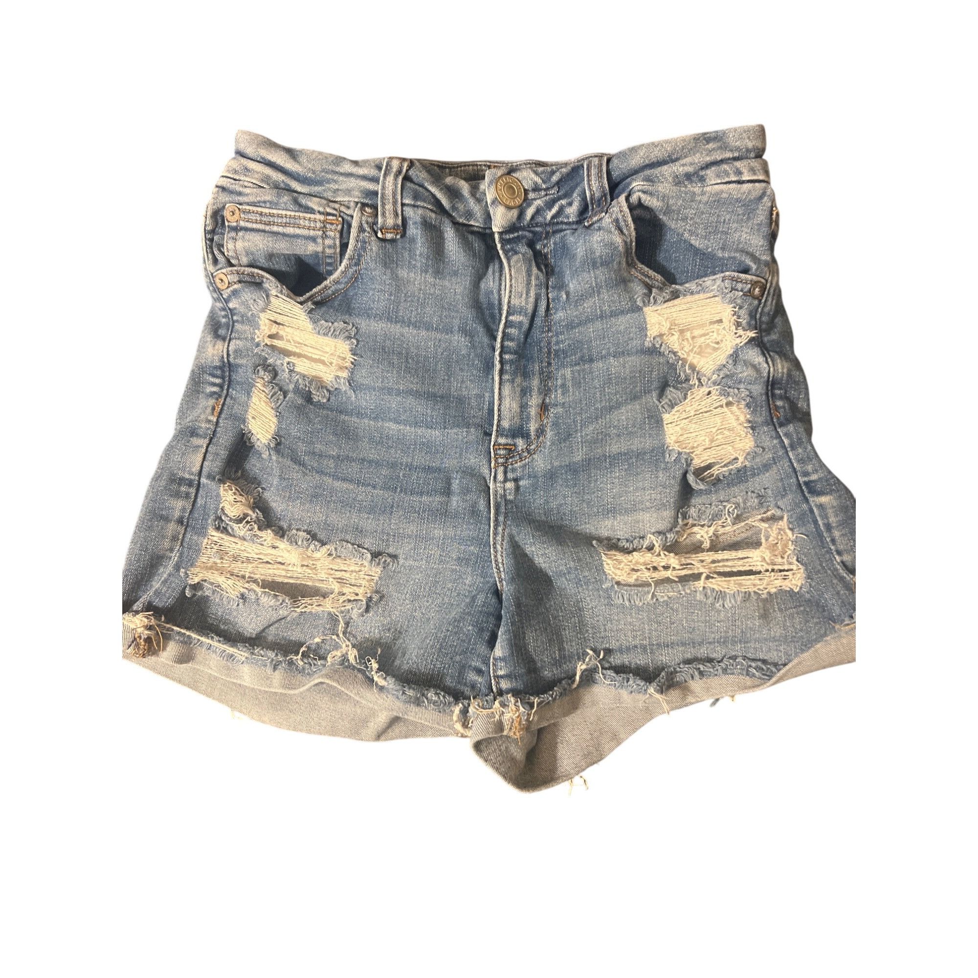 American Eagle Outfitters American Eagle Womens Hi-Rise Shortie Denim Jean Shorts Dest Size 30" / US 8 / IT 44 - 1 Thumbnail