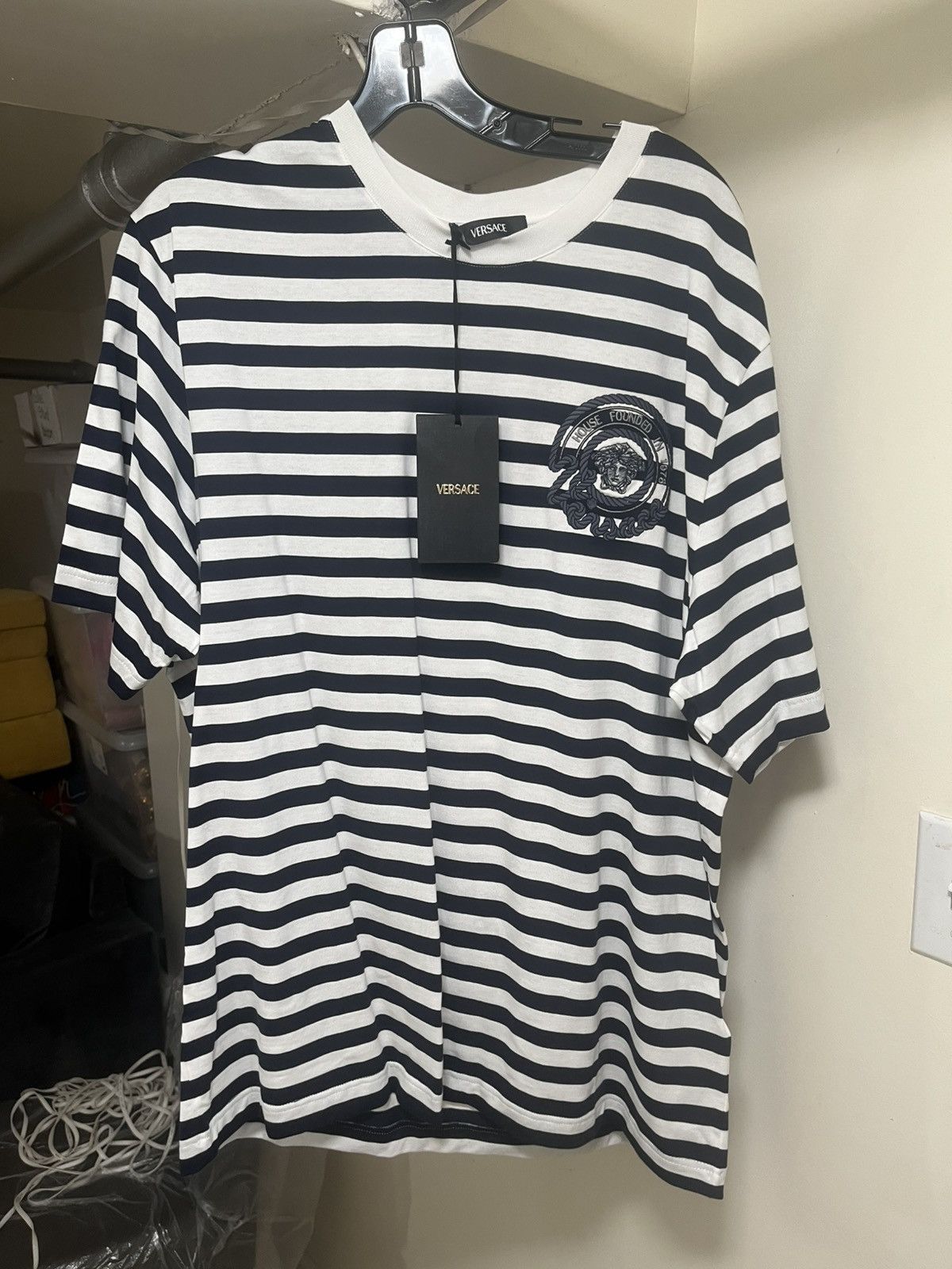 Versace Versace Striped T-Shirt Sz L Size US L / EU 52-54 / 3 - 1 Thumbnail