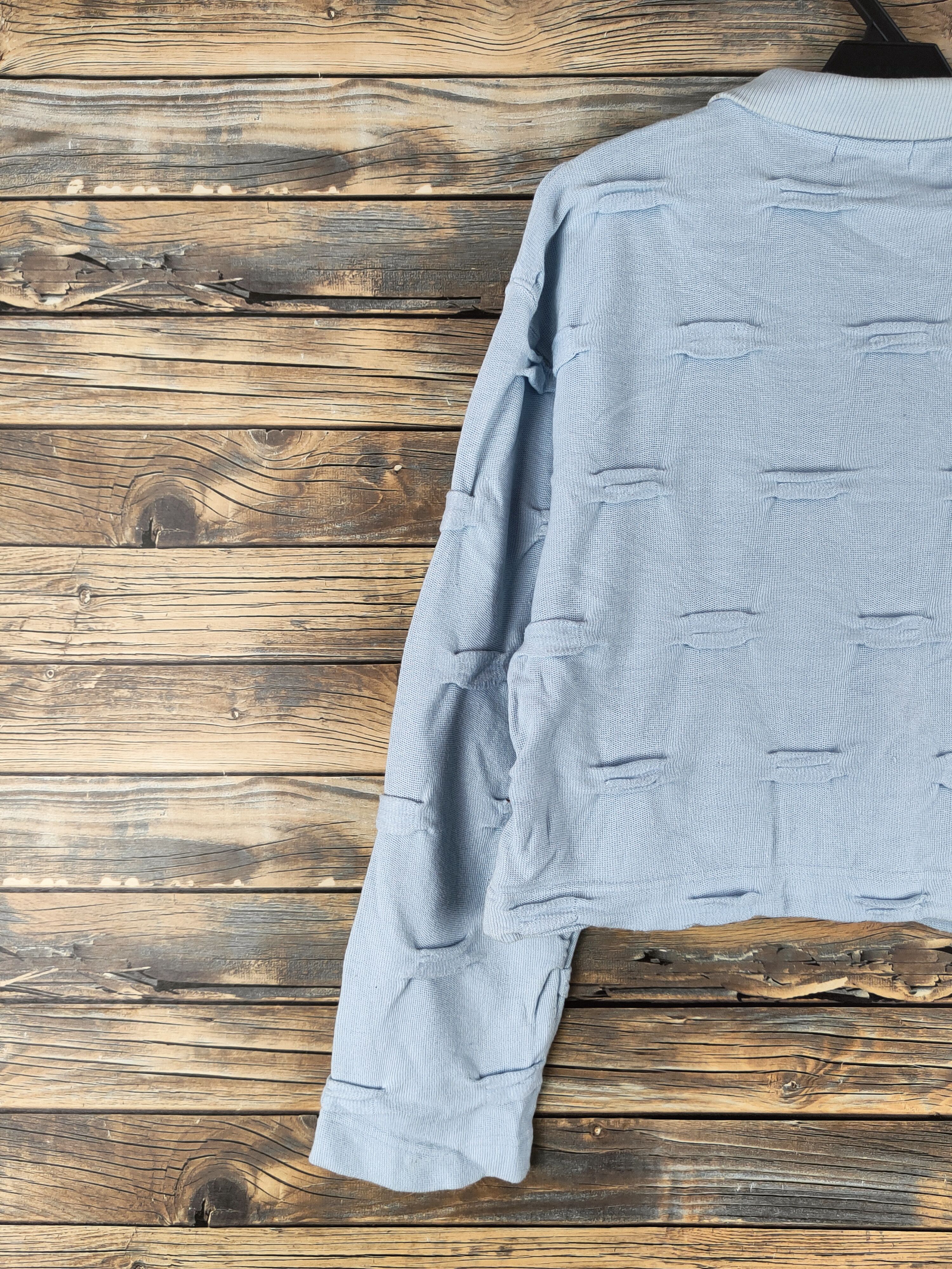 Issey Miyake DL Issey Miyake Light Blue Knitwear Crop Tops #46-376 Size M / US 6-8 / IT 42-44 - 8 Thumbnail