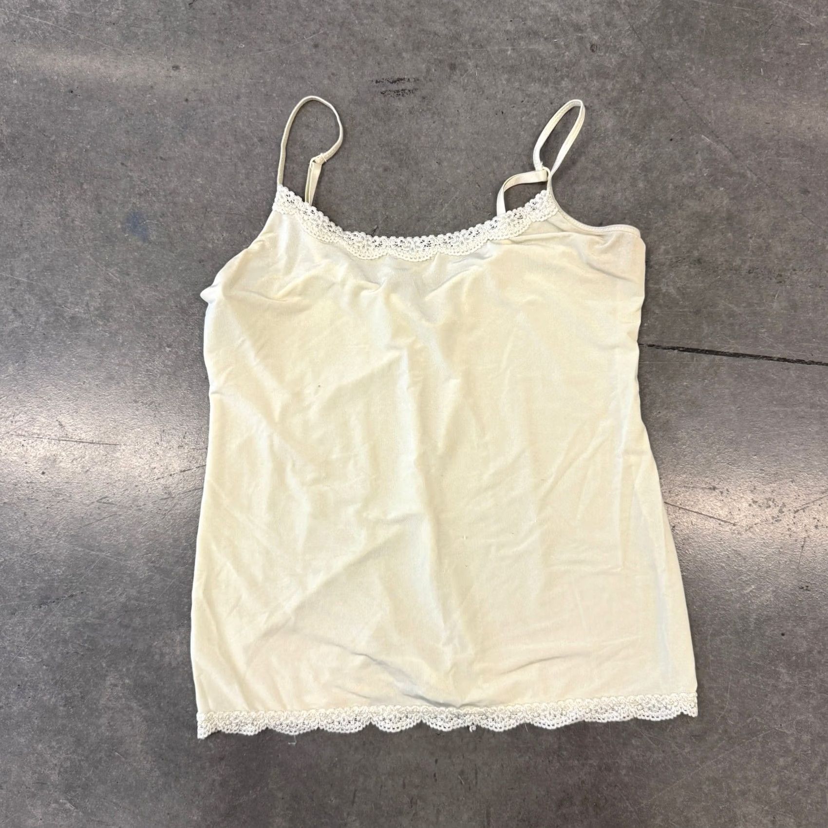 Jockey VINTAGE Jockey Camisole Tank Top Lace Trim Adjustable Strap Cream Satin L Shirt Women Sleeveless 20+ years Womens Size L / US 10 / IT 46 - 2 Thumbnail
