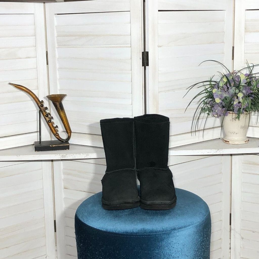 Vintage Bearpaw boots black suede leather wool lining rubber sole 8 Size US 8 / IT 38 - 3 Thumbnail