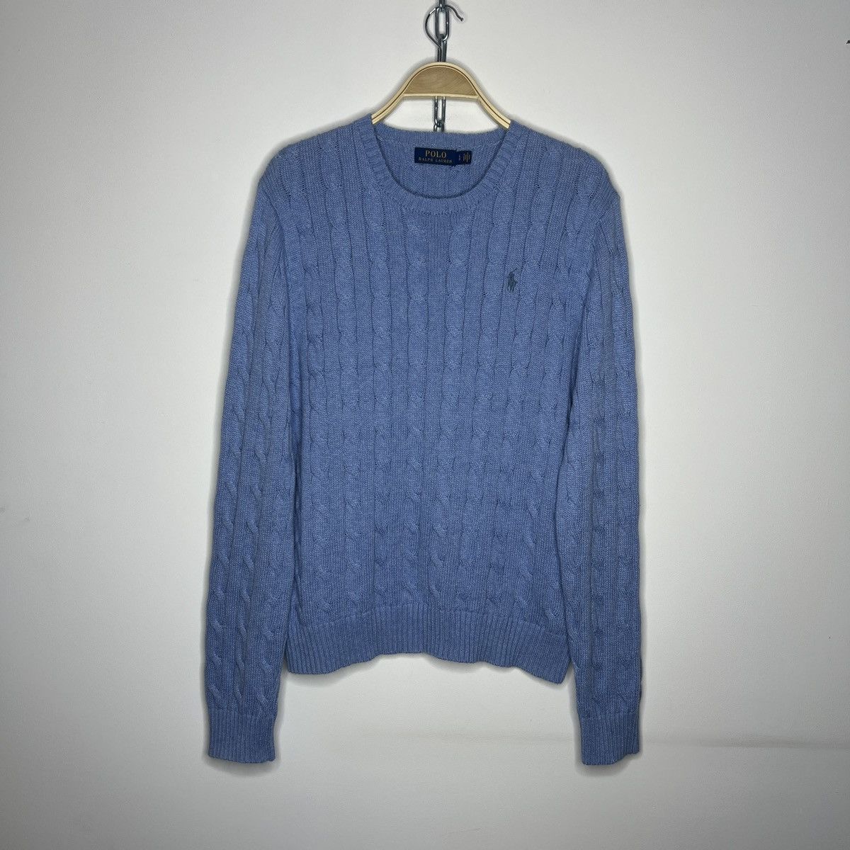 Polo Ralph Lauren Sweater Jumper Cable Knitwear Baby Blue