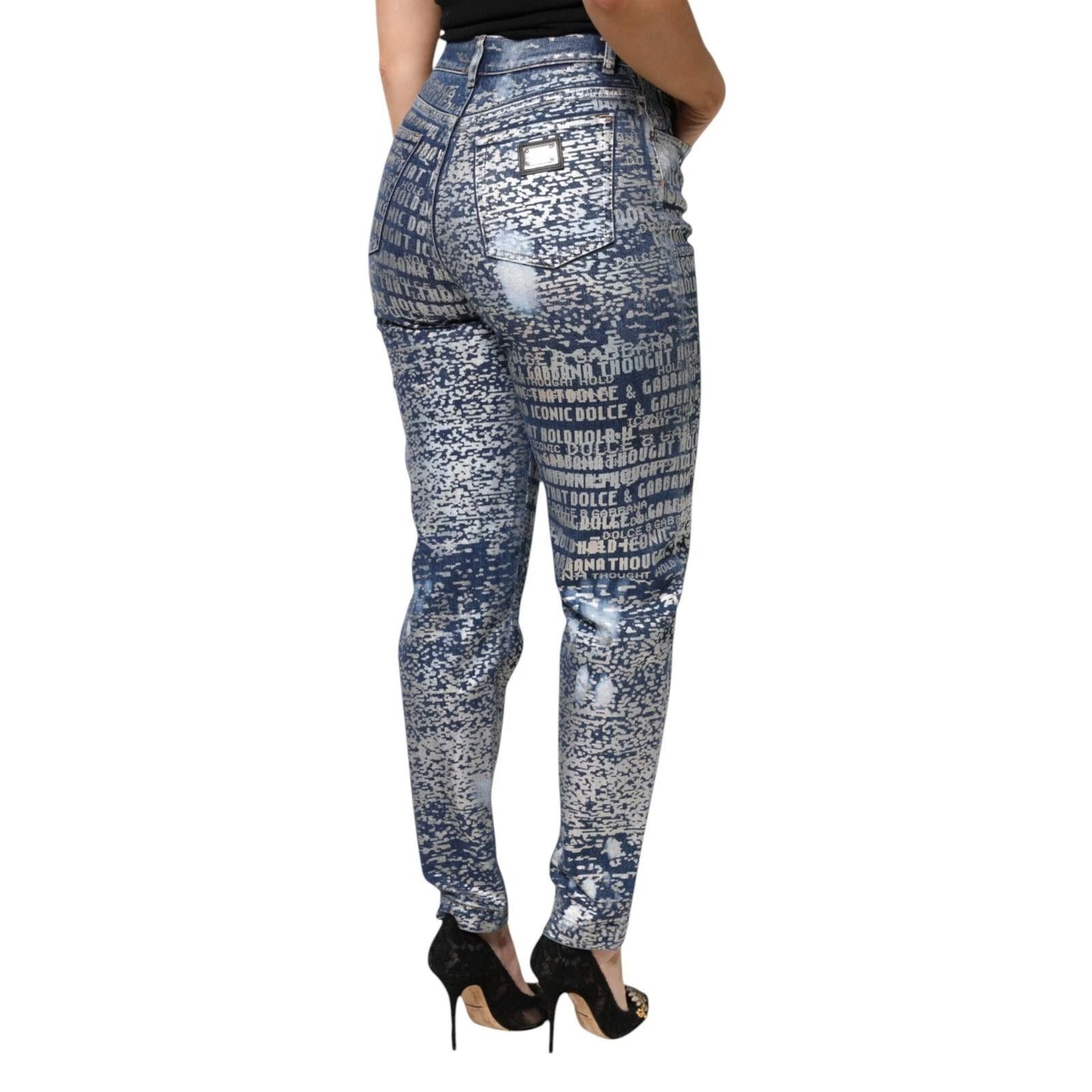 Dolce & Gabbana Dolce & Gabbana high-waisted, tapered logo print jeans Sz 6 Size 28" / US 6 / IT 42 - 4 Thumbnail