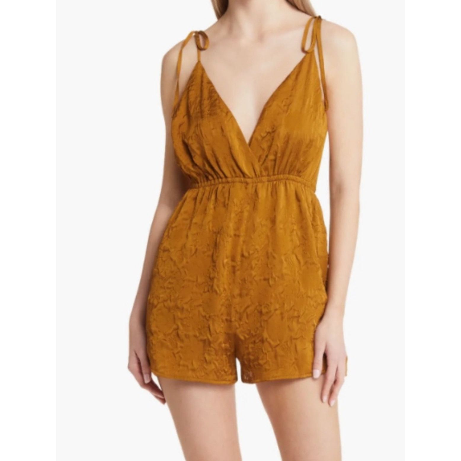 Other Open Edit Romper Surplice V-Neckline Brown Bronze XS NWT Size 32" / US 10 / IT 46 - 1 Thumbnail