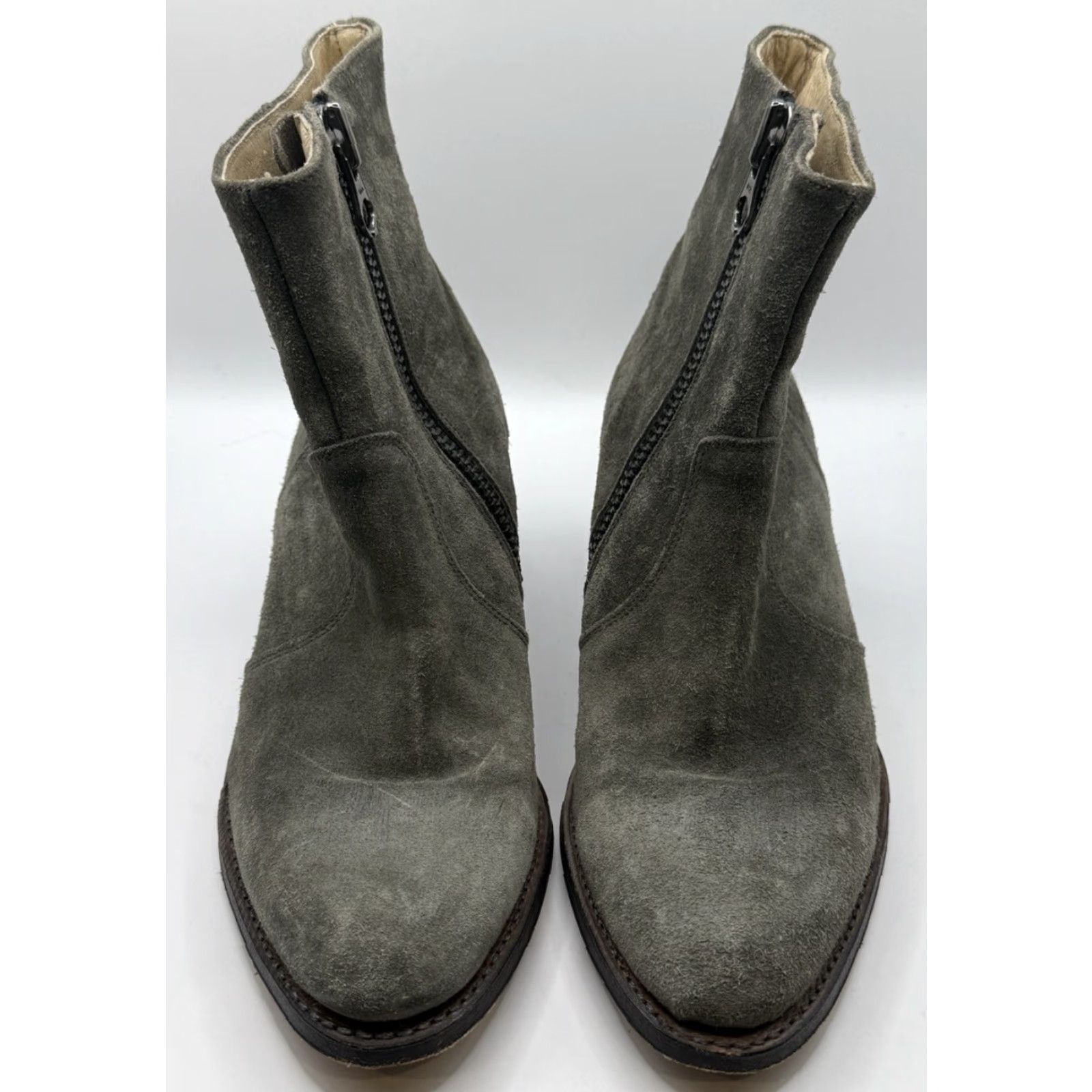 Vintage ANN MASHBURN Bootie Sho e Gray Suede Side Zip Ankle Bootie Womens 37 EU 6-7 US Gray Bohemian Classic Spain Size US 6 / IT 36 - 3 Thumbnail