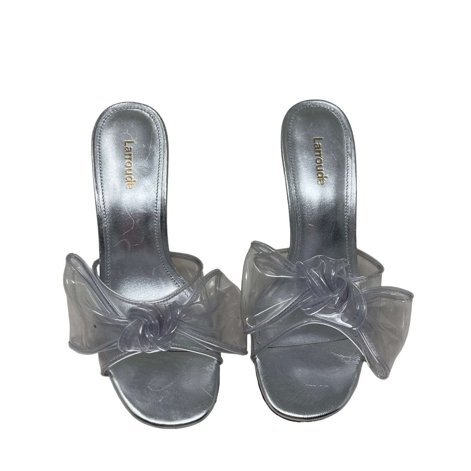 Other New Larroude The Mariah Clear Vinyl Bow Sandals Heels Sz 7 Size US 7 / IT 37 - 5 Thumbnail