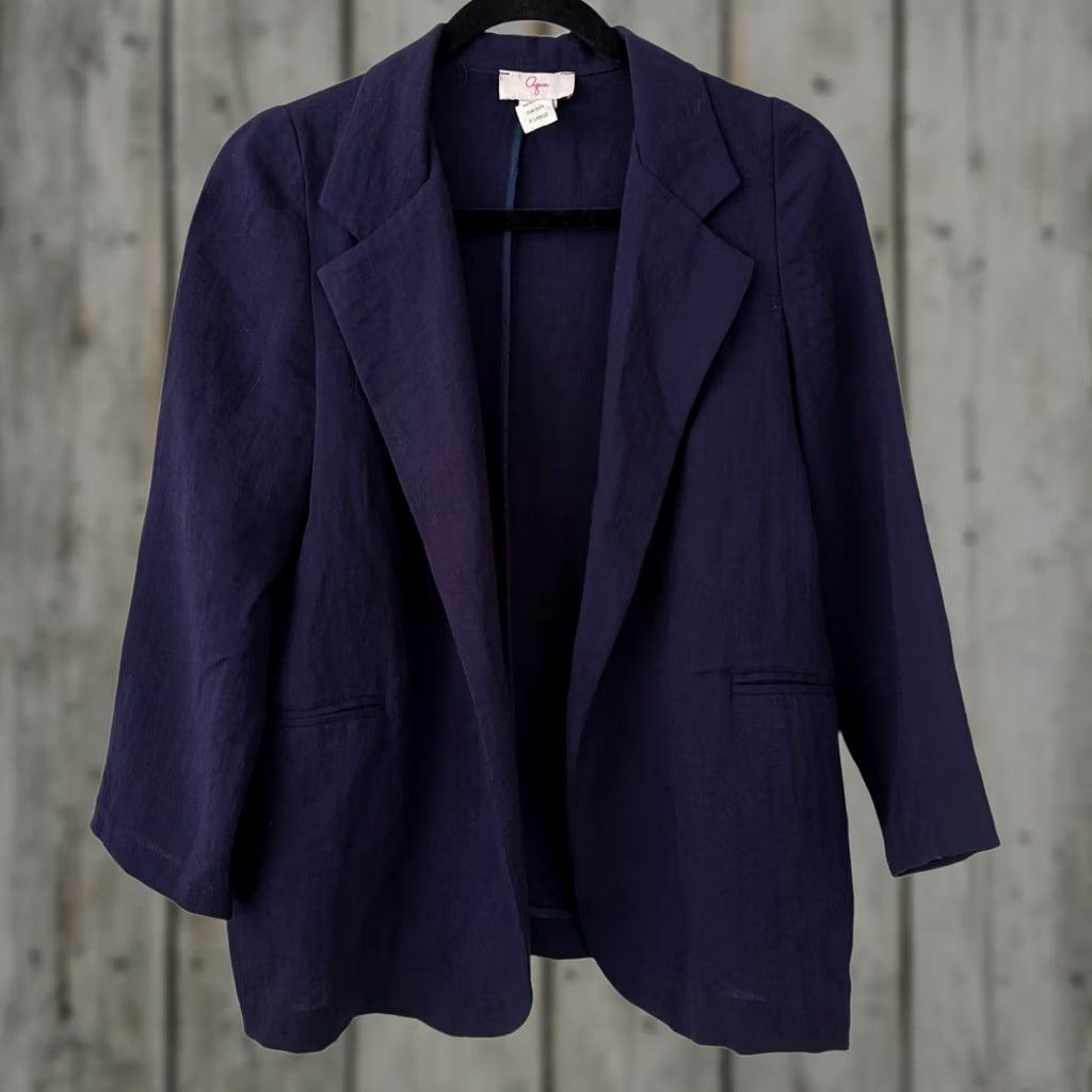 AQUA Aqua Indigo Lightweight Quarter Sleeve Open Front Collared Blazer XL Women Size XL / US 12-14 / IT 48-50 - 1 Thumbnail