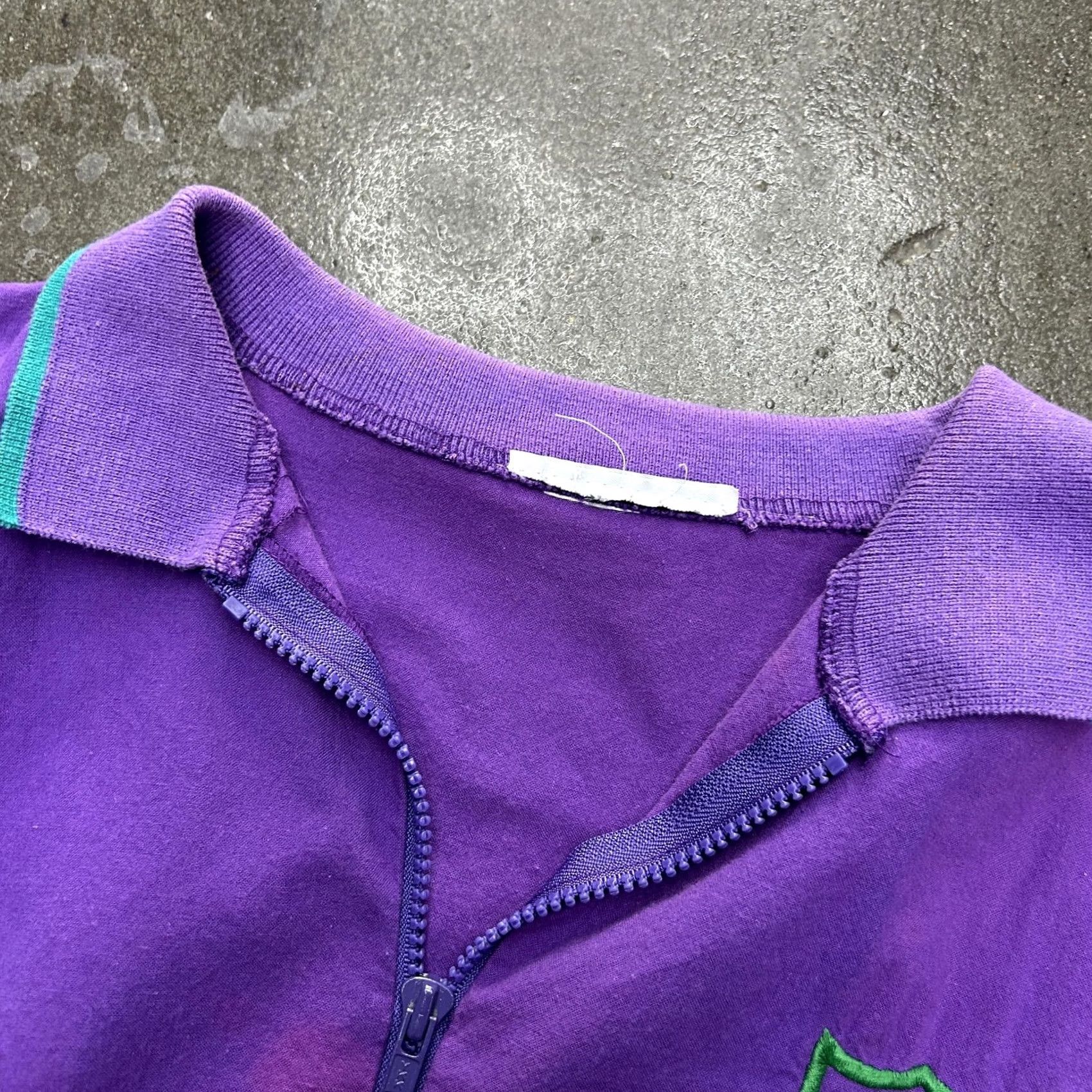 Vintage Crown Fleur De Lis Jacket Mens Medium Purple Zip Up Track Sweatshirt Embroidered Size US L / EU 52-54 / 3 - 6 Thumbnail