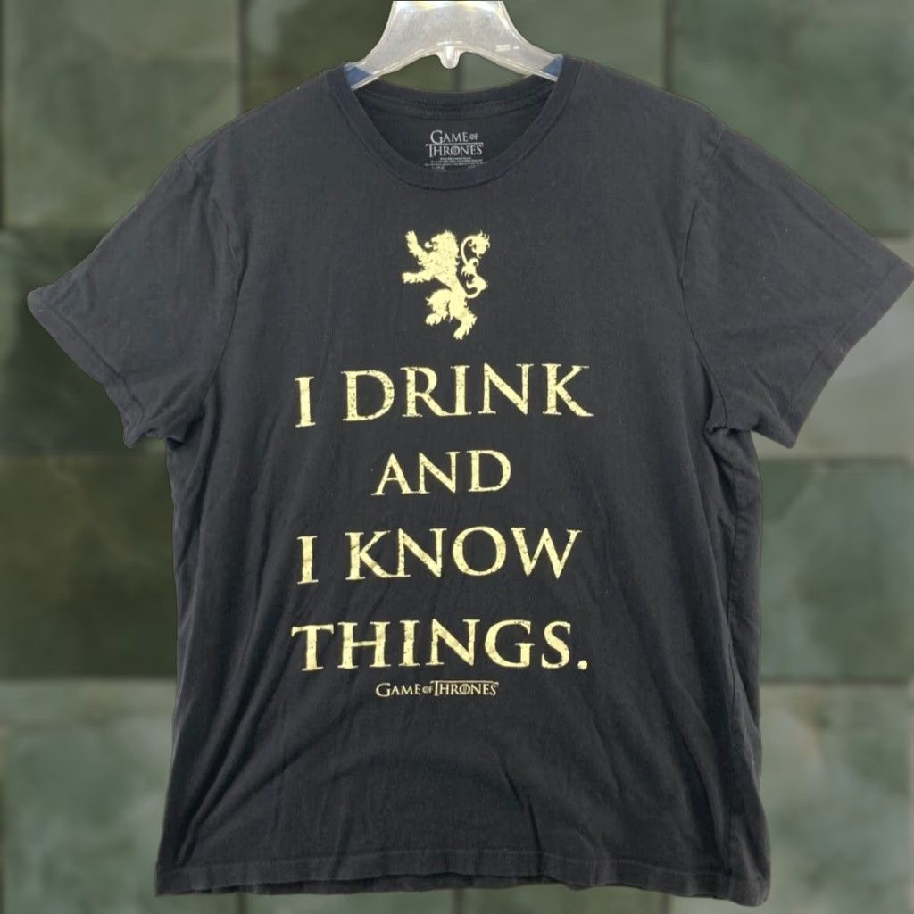 Vintage VINTAGE If I Drink and I Know Things T Shirt Mens XL Black Game of Thrones Shirt Men XL Black 90s Theme Mens Size US XL / EU 56 / 4 - 1 Thumbnail