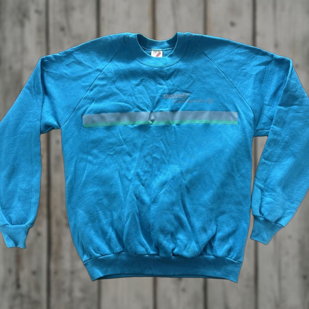 Jerzees VINTAGE Jerzees Sweatshirt Mens XL Blue US West Communications Graphic Print Crewneck Pullover Fleece 80s Size US XL / EU 56 / 4 - 1 Thumbnail
