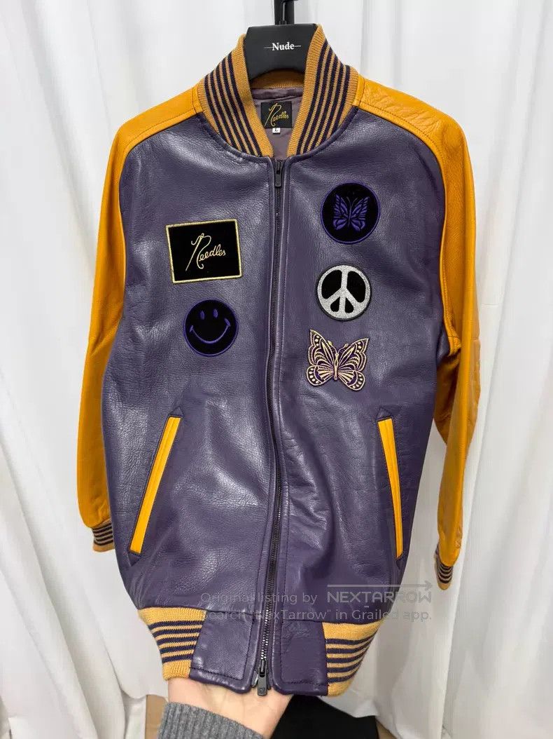 Needles Needles Butterfly Embroidered Leather Jacket Size US L / EU 52-54 / 3 - 6 Thumbnail