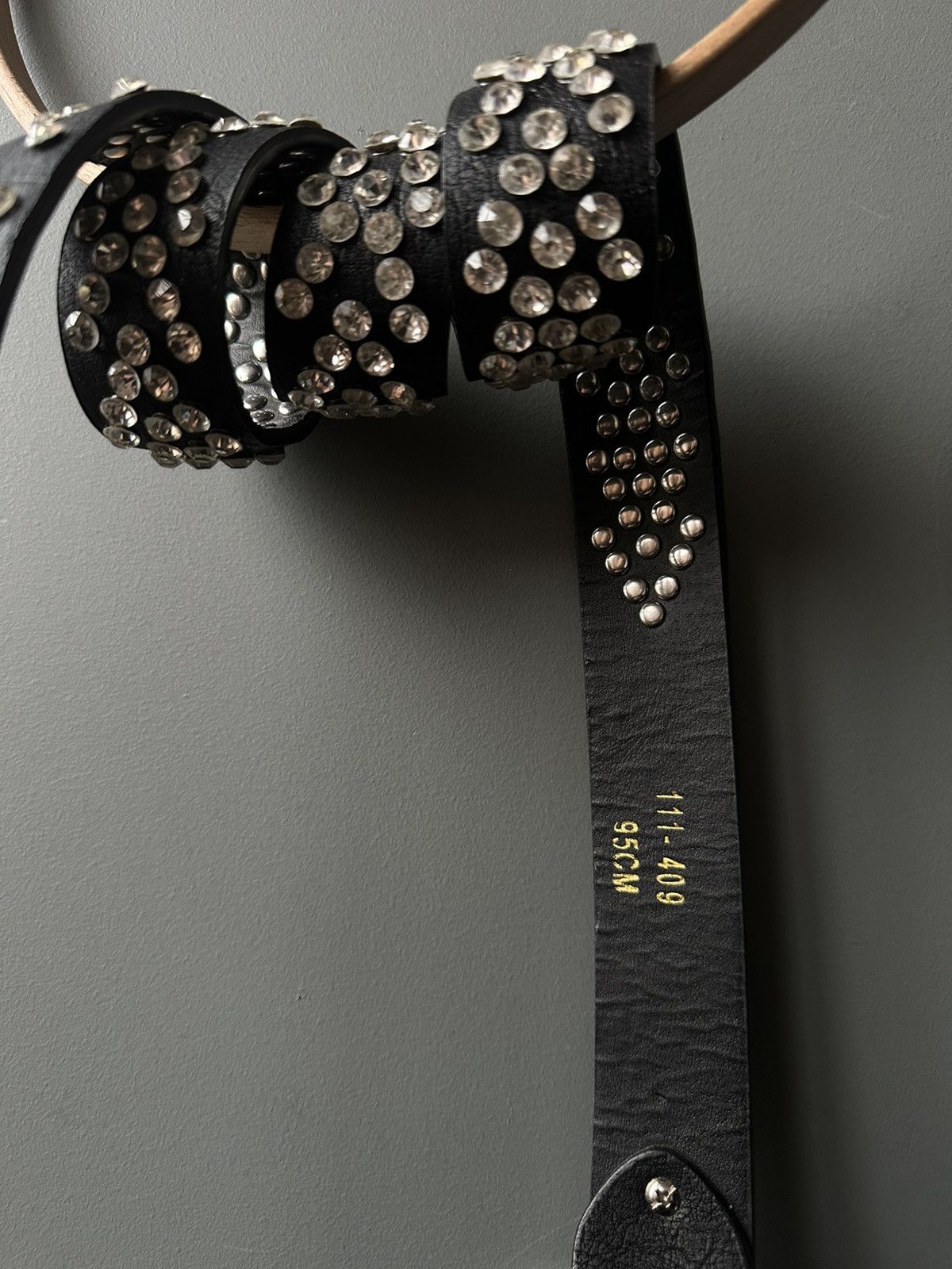Vintage Leather Rhinestones Belt BB Simon Analog Size ONE SIZE - 5 Thumbnail