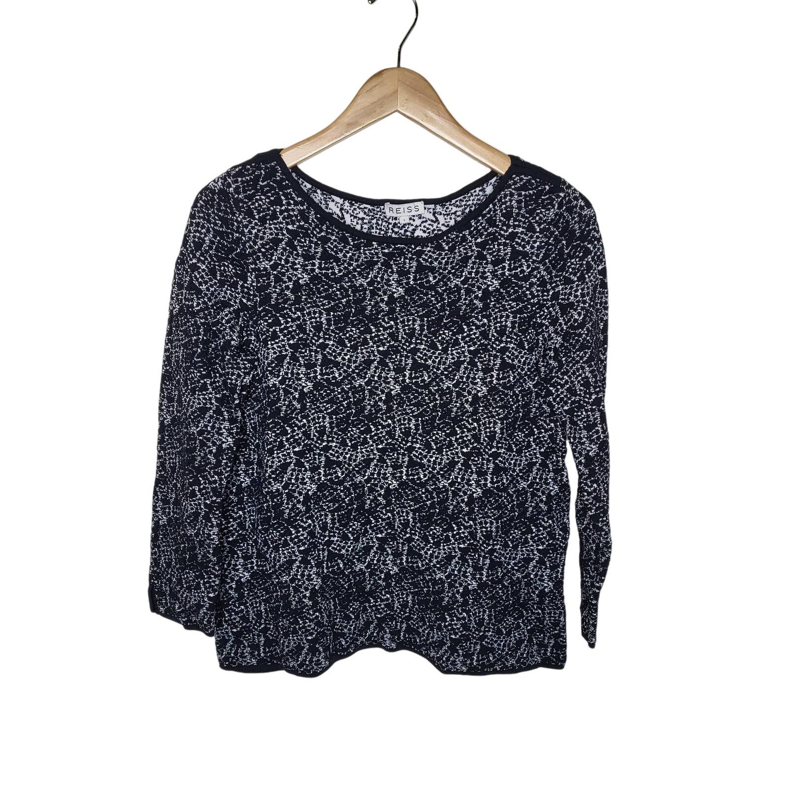 Reiss Reiss Long Sleeve Ballet Neckline Top - Abstract - Black Size S / US 4 / IT 40 - 1 Thumbnail