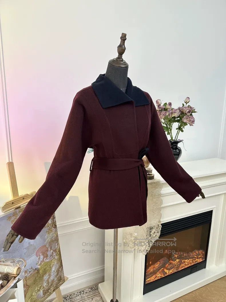 Hermes Hermes Double-Faced Cashmere Belted Coat, Burgundy Size S / US 4 / IT 40 - 6 Thumbnail