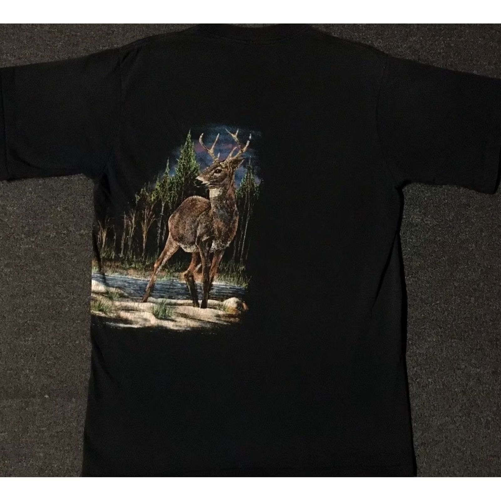 Vintage VINTAGE 90s Elk AOP Shirt L Single Stitch Nature Animal Art Grunge Biker 80s Blue Men Size US L / EU 52-54 / 3 - 2 Thumbnail