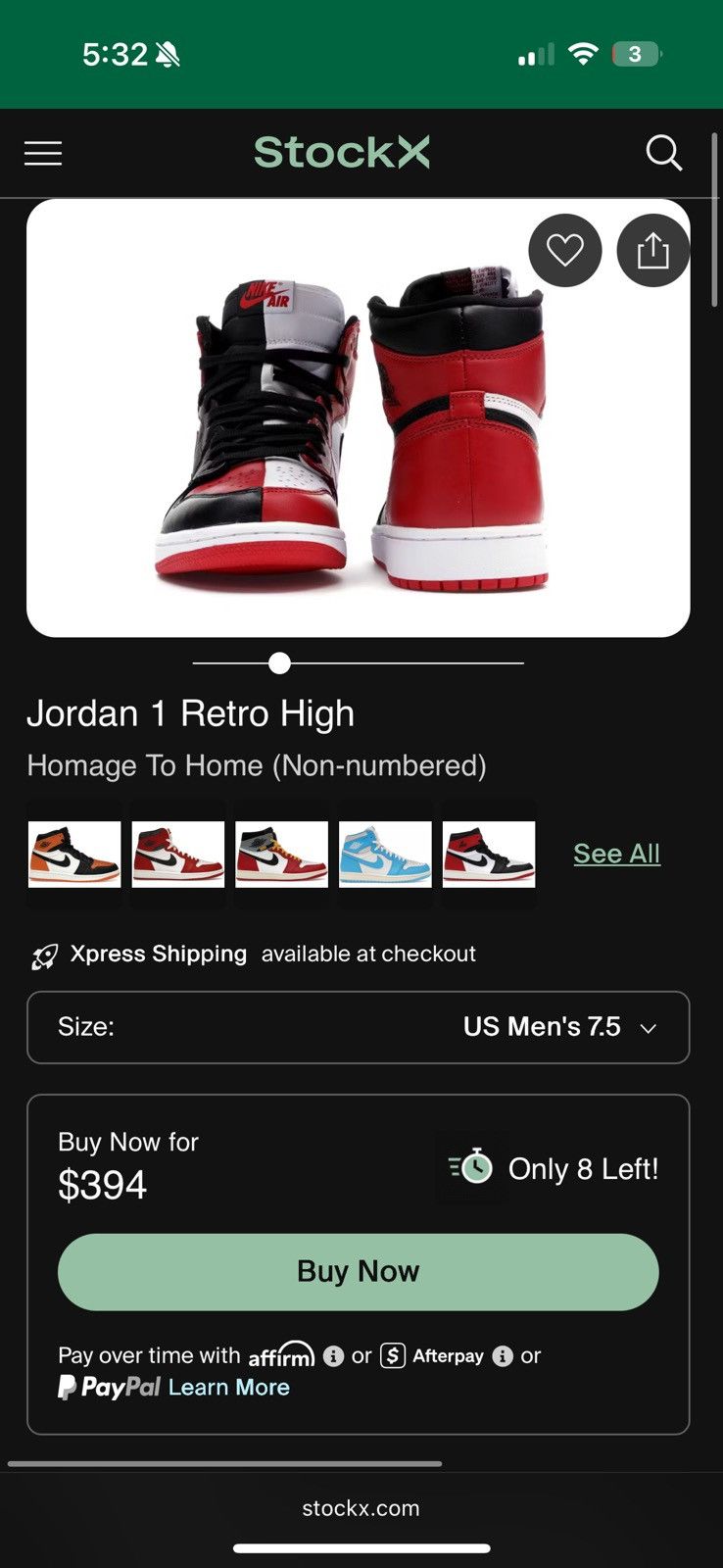 Nike AIR JORDAN 1 RETRO HIGH OG NRG "HOMAGE 2 HOME Size US 7.5 / IT 37.5 - 8 Thumbnail