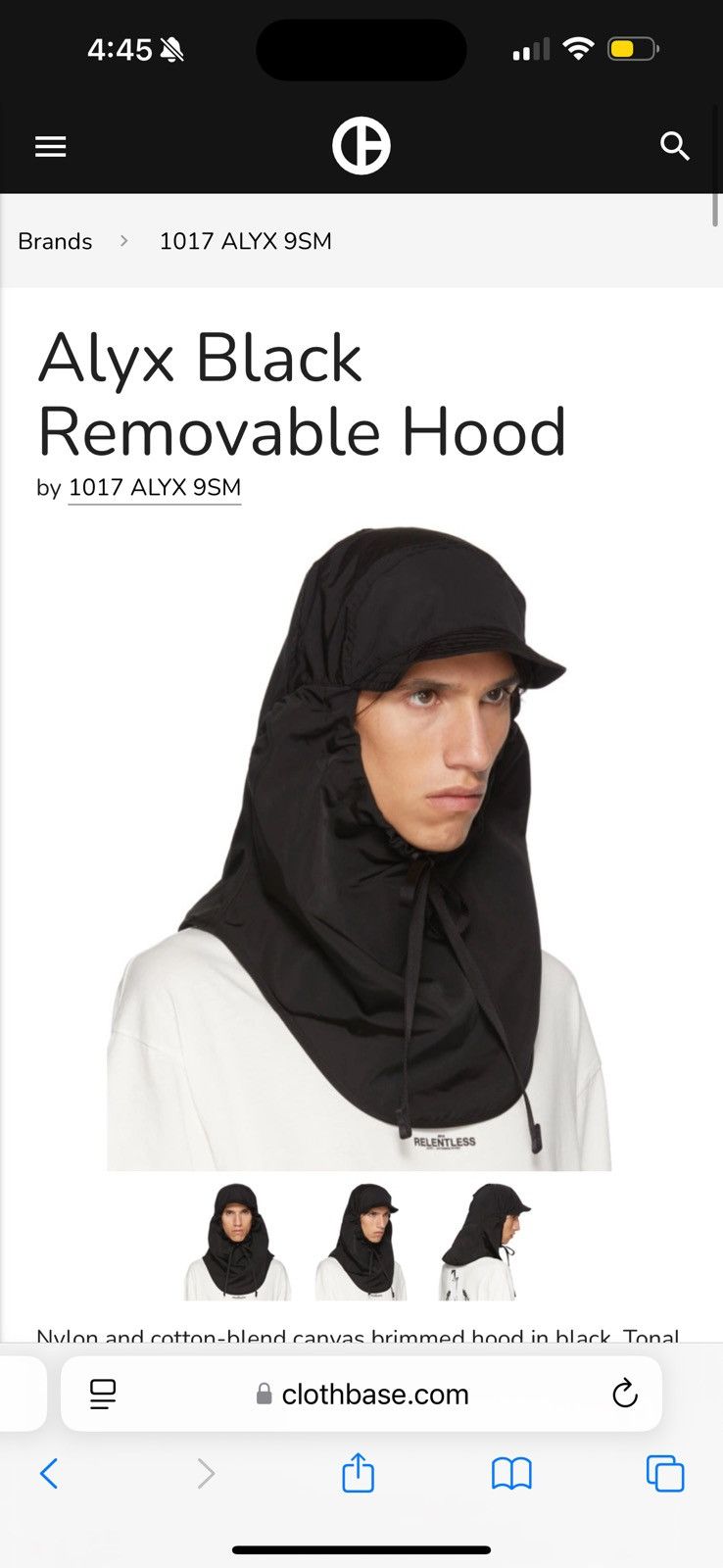1017 ALYX 9SM Alyx removable hood/face mask Size ONE SIZE - 6 Thumbnail