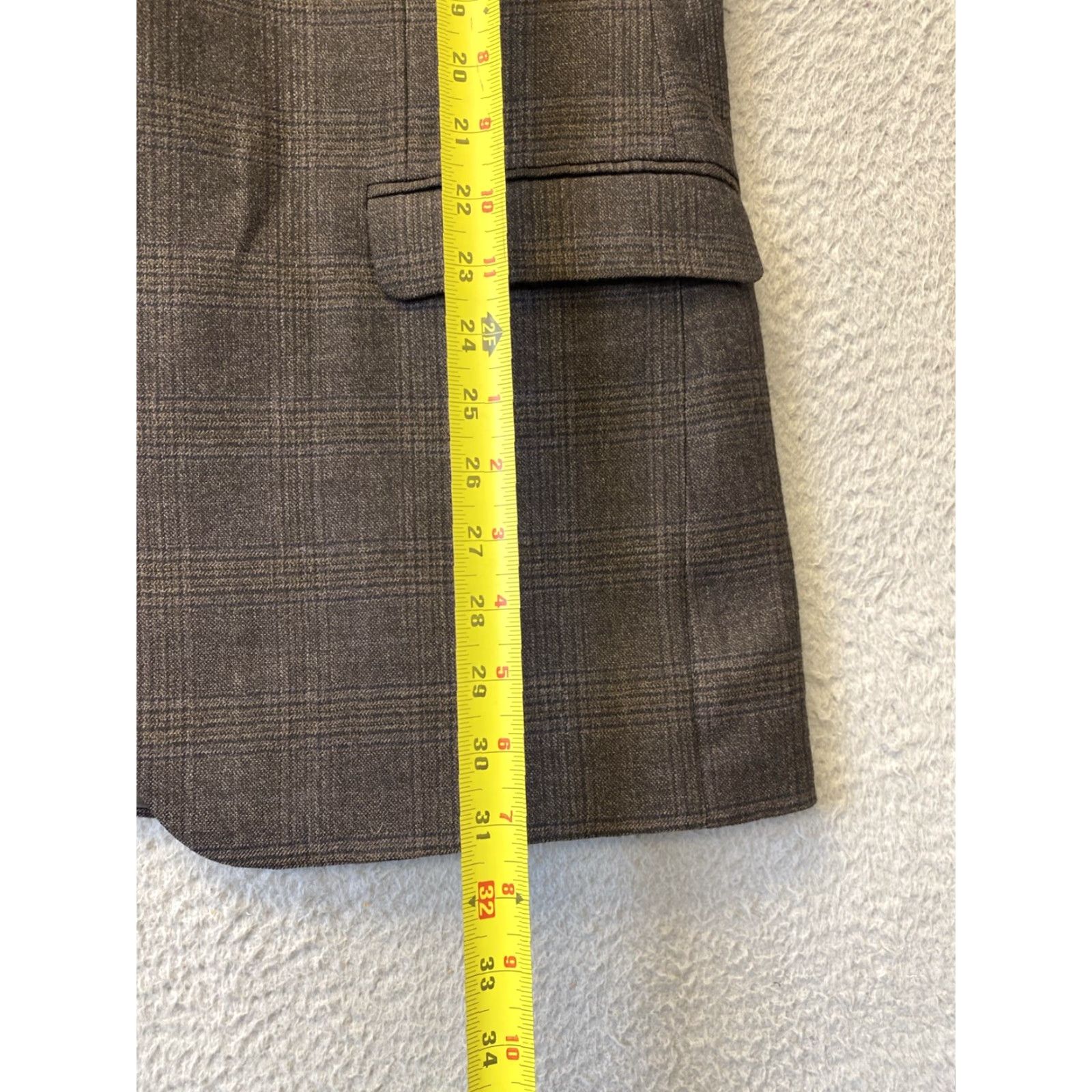 Calvin Klein VINTAGE Calvin Klein Men's Sport Coat Blazer 44L Wool Brown Plaid Single-Breasted 90s Formal Business Size 44L - 6 Thumbnail
