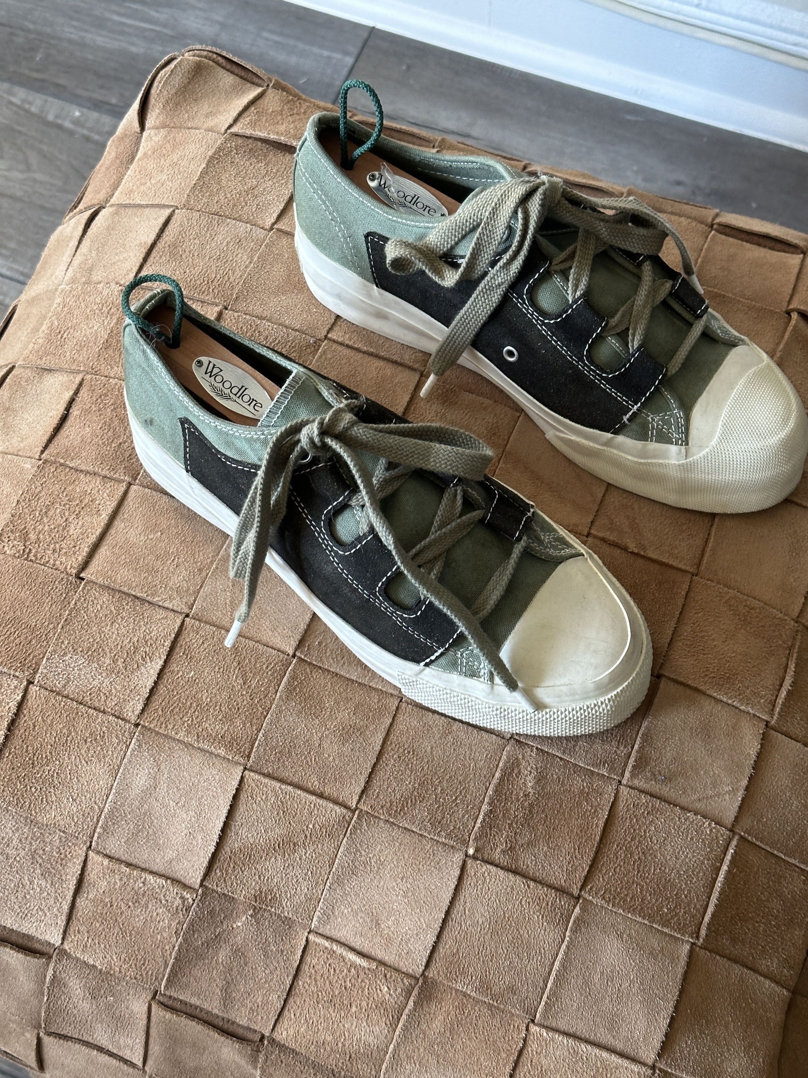 Needles Needles Asymmetric Ghillie Sneakers in Olive Grailed