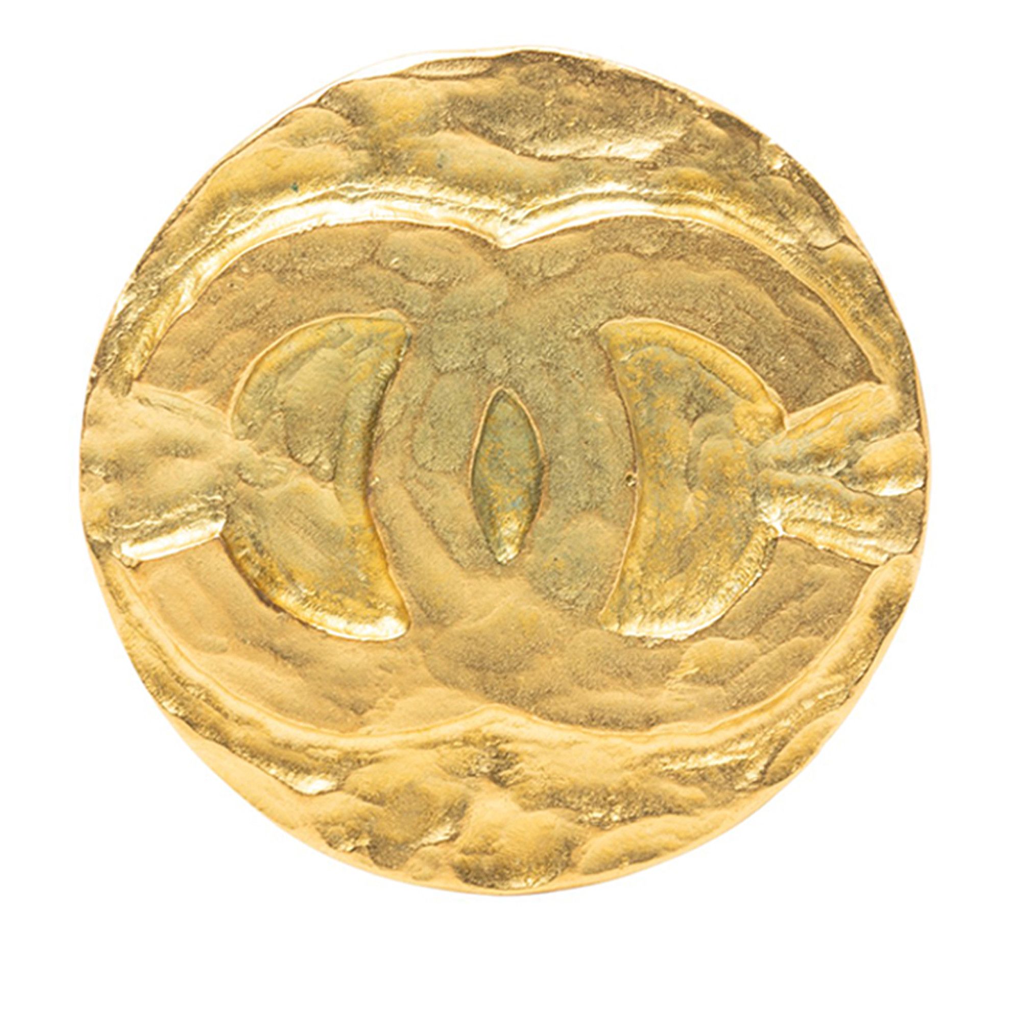 Chanel Chanel Gold Plated Round CC Logo Brooch Size ONE SIZE - 1 Thumbnail