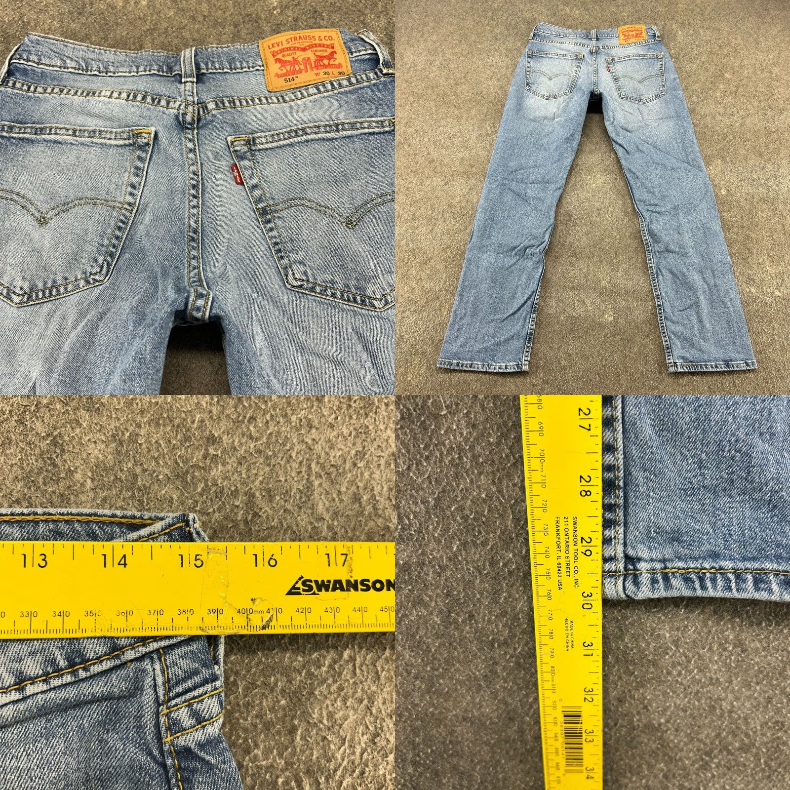 Levi's Levi's 514 Jeans Mens 30x30 Blue Slim Straight Leg Light Wash Stretch Denim Size US 30 / EU 46 - 8 Thumbnail