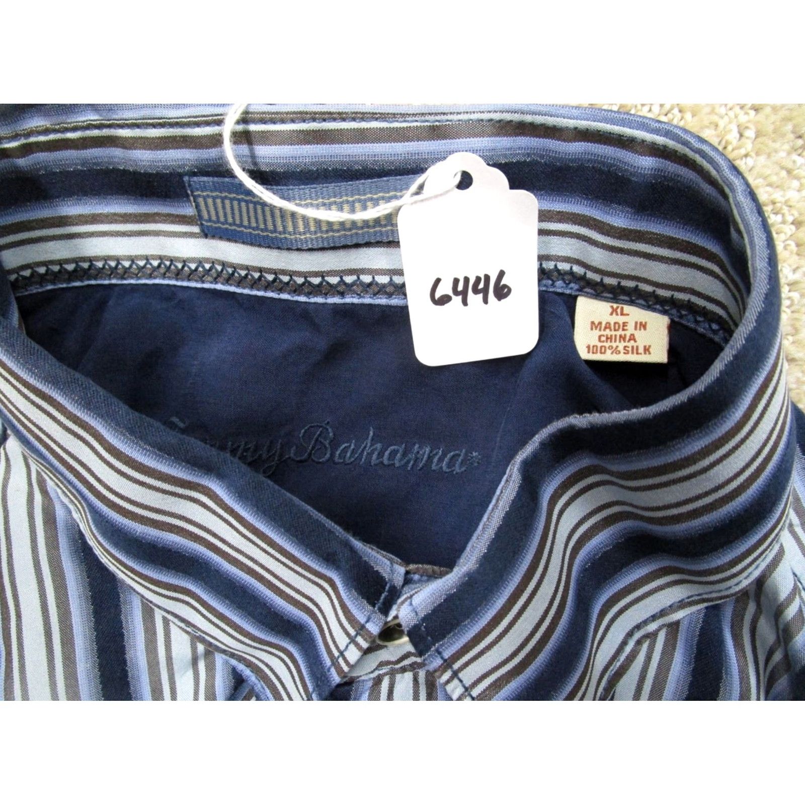 Tommy Bahama Tommy Bahama Shirt Men XL Blue Silk Striped Button-Up Long Sleeve Button-Down Size US XL / EU 56 / 4 - 7 Thumbnail