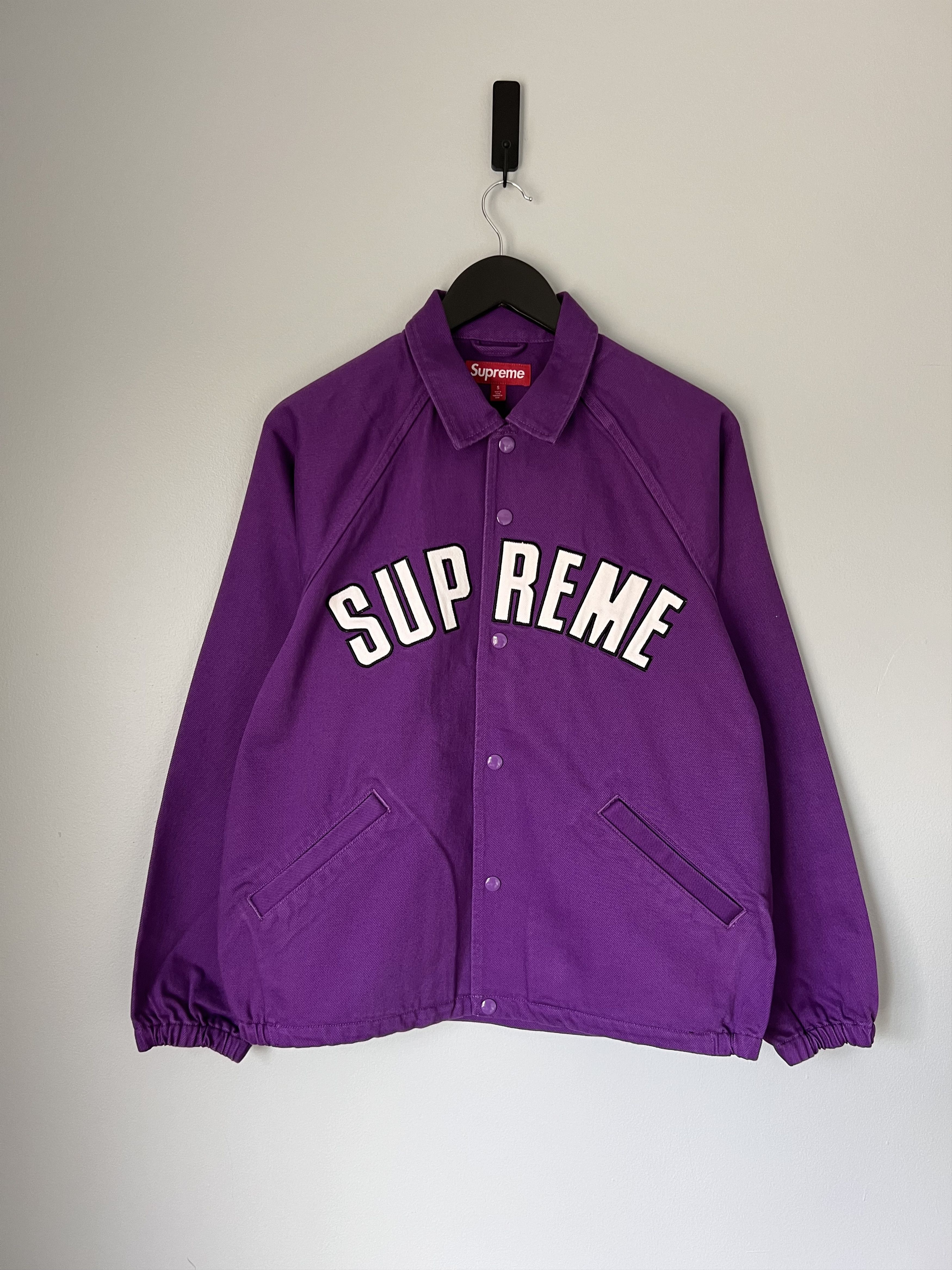 image of Supreme Arc Logo Denim Coaches Jacket In Purple, Men's (Size Small)