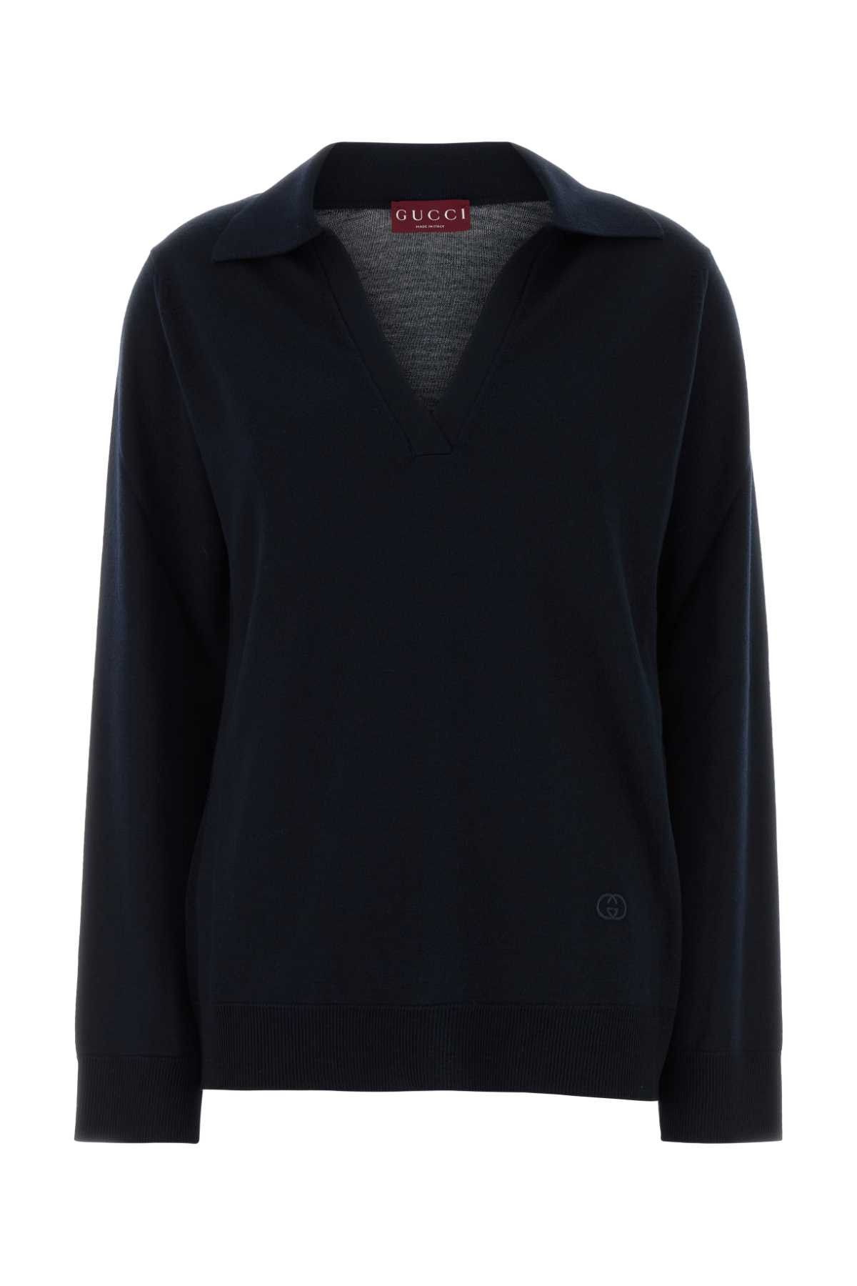 Gucci Navy Blue Wool Oversize Polo Shirt Size XS / US 0-2 / IT 36-38 - 1 Thumbnail
