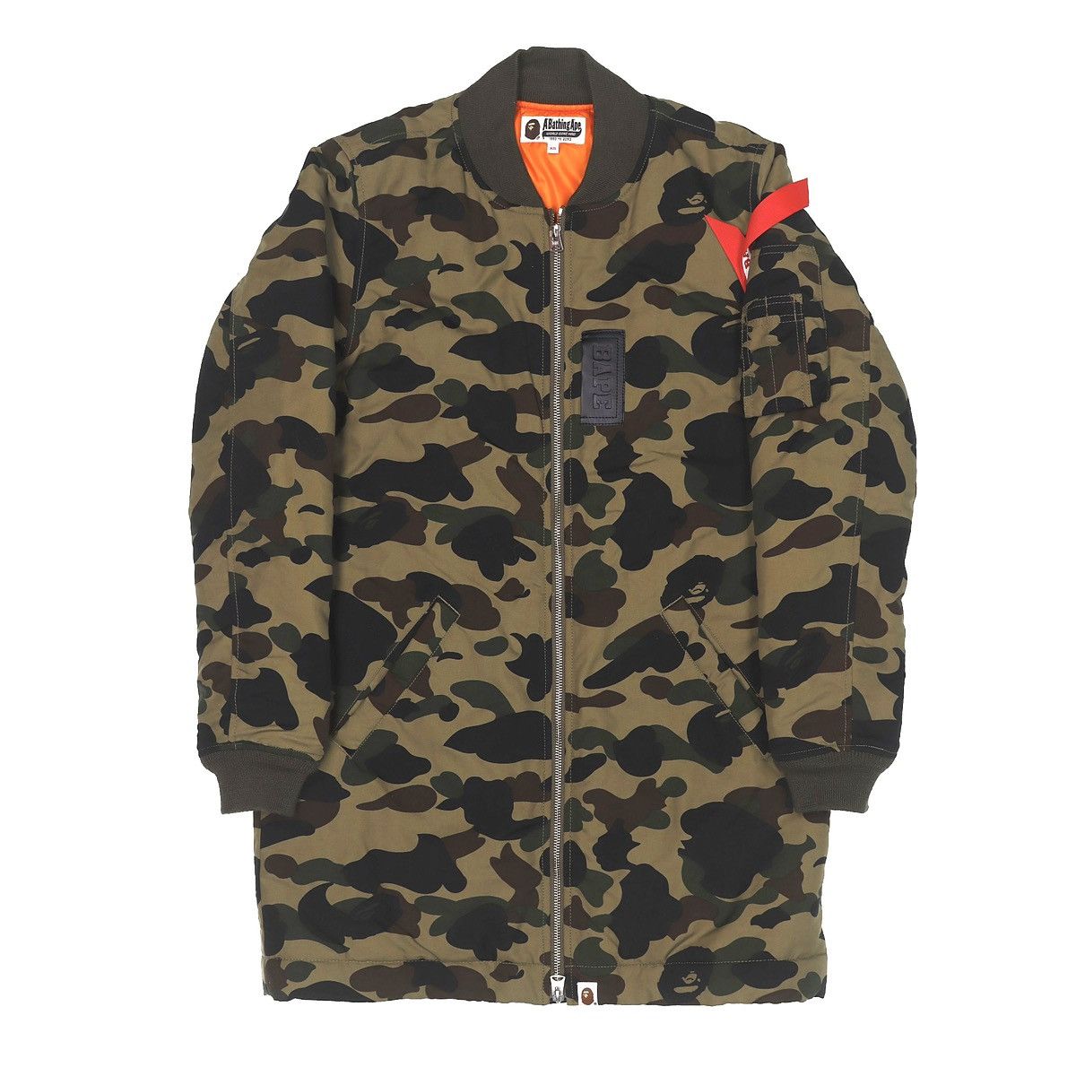 Bape A BATHING APE Long Bomber Camo Jacket 001LJB702501X Size US XS / EU 42 / 0 - 1 Thumbnail