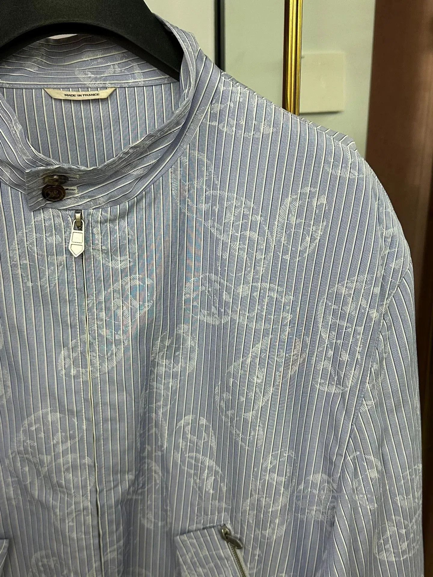 Hermes Hermes Men's Blue Striped Shirt Jacket. Size US L / EU 52-54 / 3 - 2 Thumbnail