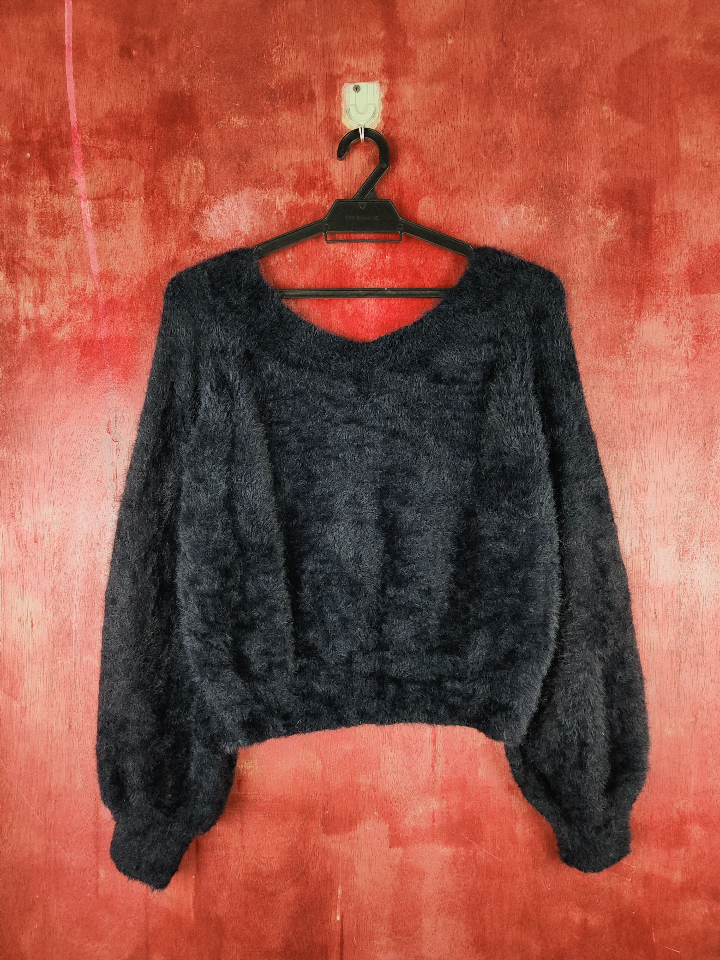 Aran Isles Knitwear Juniorsweet Dark Navy Shag Shaggy Fur Mohair Knitwear #S1944 Size M / US 6-8 / IT 42-44 - 7 Thumbnail