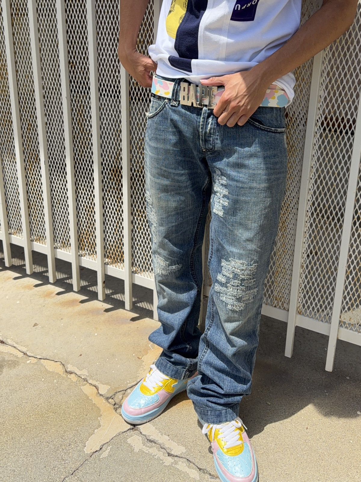 Bape 2006 A Bathing Ape ‘Cotton Candy’ Spell Out Buckle Belt Size ONE SIZE - 5 Thumbnail