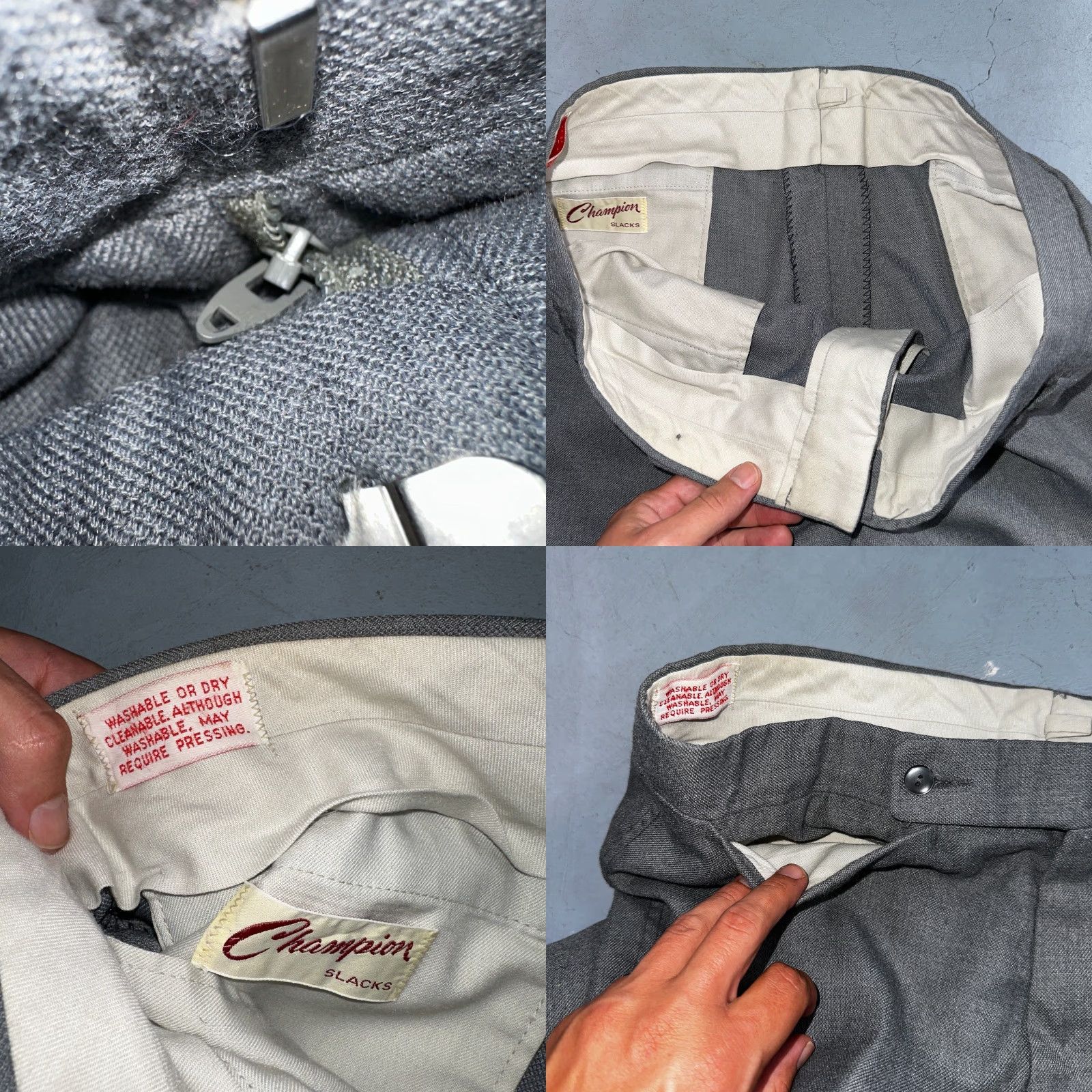 Champion VTG Champion Pleated Trousers Dress Slacks Pants 34x32 MCM Rockabilly Gray Wool? 1960s Men’s Mens Womens Girls Boys Size US 34 / EU 50 - 8 Thumbnail