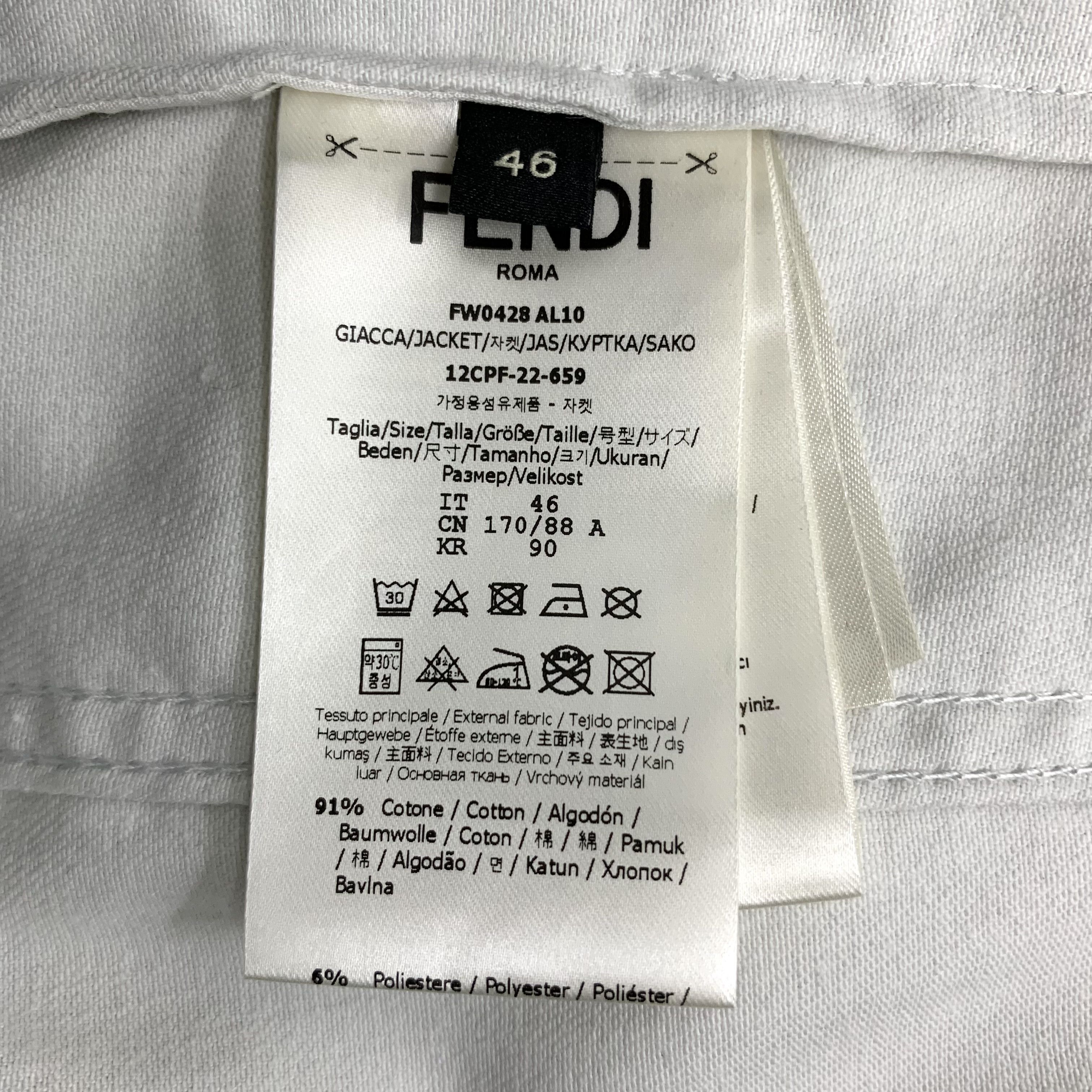 Fendi Fendi Cotton Jacket – Grey Logo Denim (Size S) Size S / US 4 / IT 40 - 3 Thumbnail