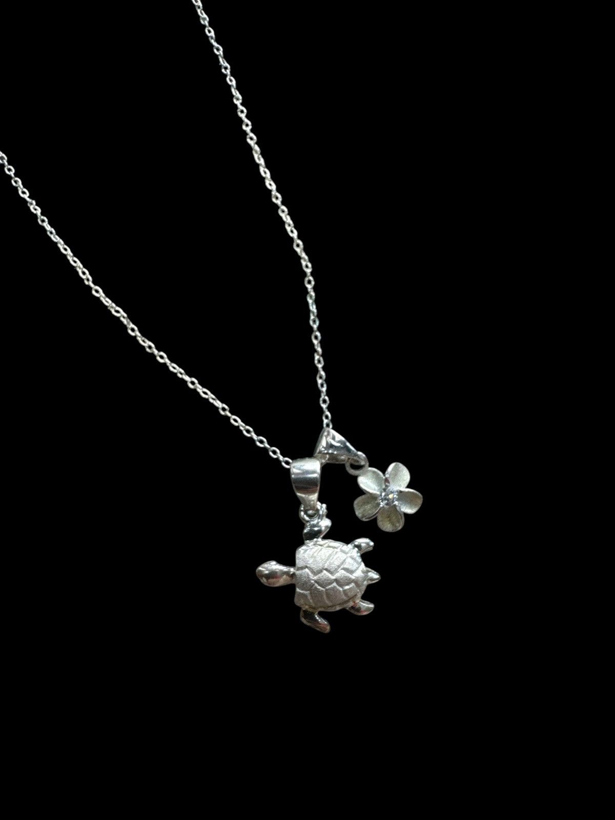 Jewelry DOUBLE CHARMS STERLING SILVER CHAIN NECKLACE Size ONE SIZE - 1 Thumbnail