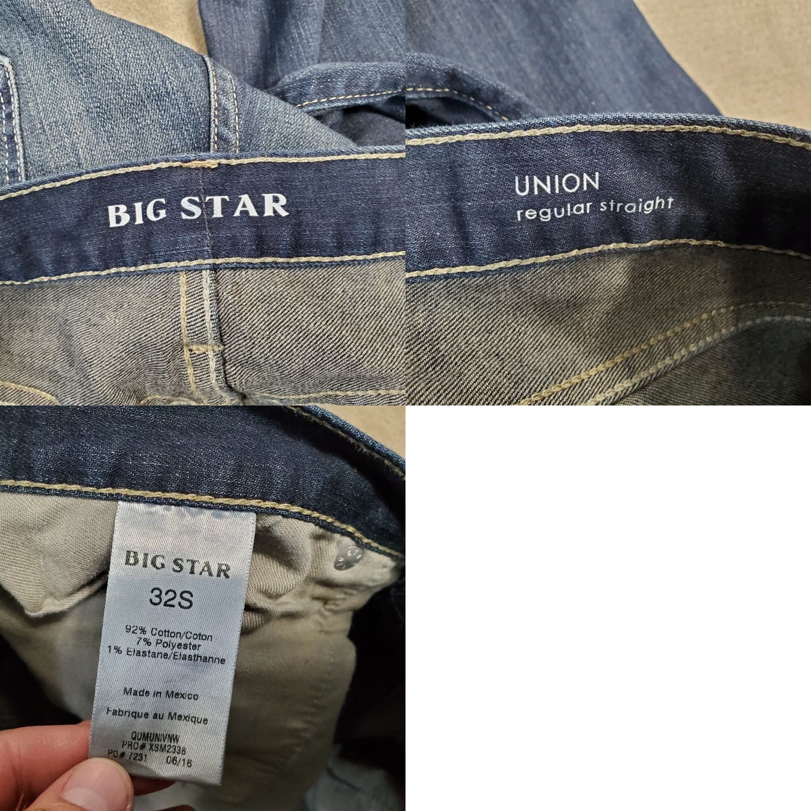 Denime Big Star Jeans Mens 32 S Blue Union Regular Straight Leg Denim Dark Wash Faded Size US 32 / EU 48 - 9 Thumbnail