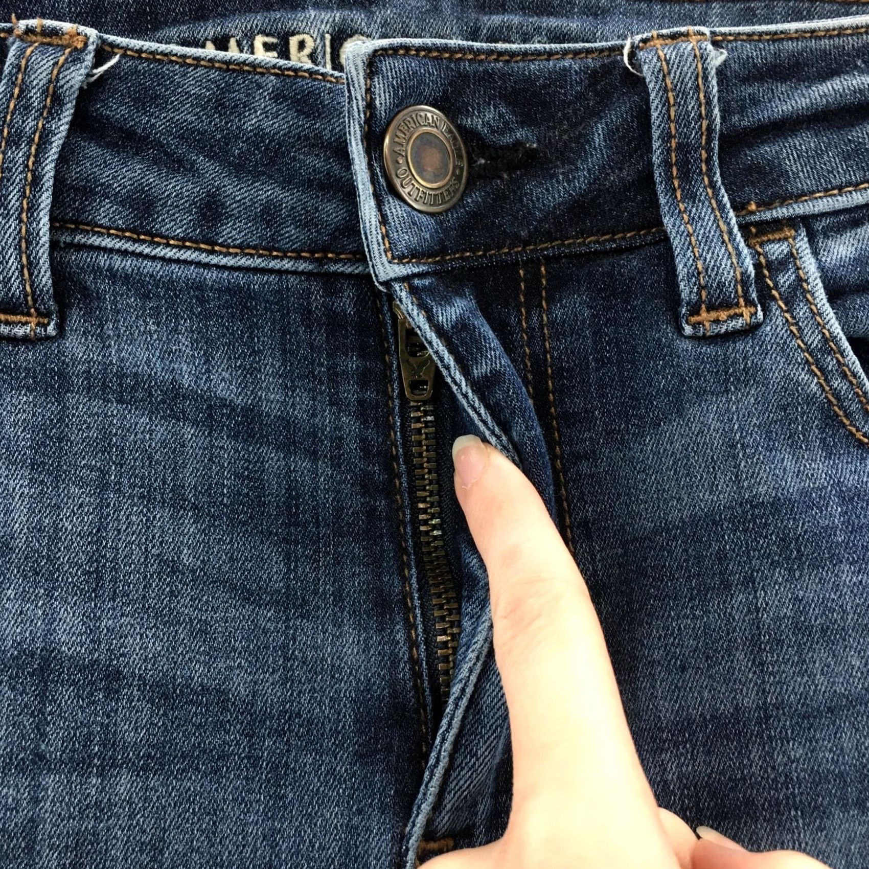 American Eagle Outfitters American Eagle Outfitters Jegging Jeans Womens 8L Blue Denim Regular Stretch Pocket 5-Pocket Design Size 30" / US 8 / IT 44 - 3 Thumbnail