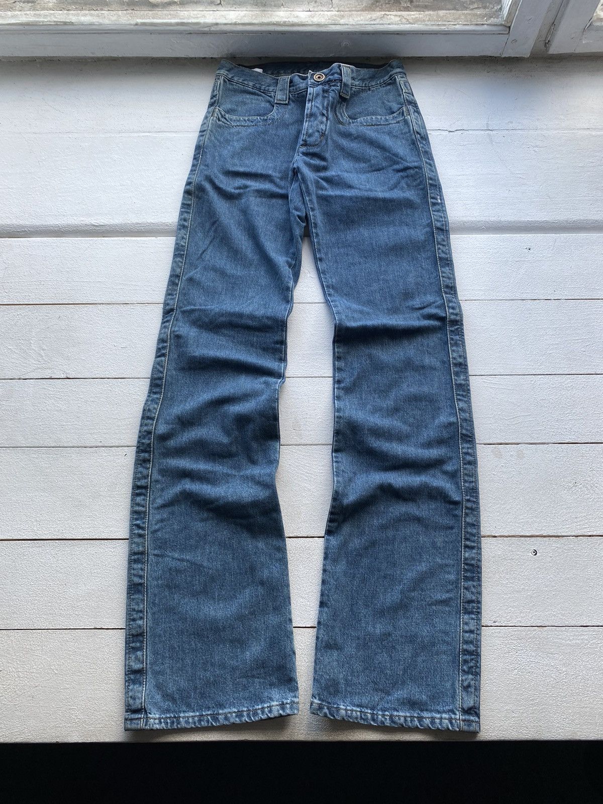 Designer × Dirk Bikkembergs × Vintage 🔥90s Dirk Bikkembergs Flare Bottom Blue Womens Jeans Bell Size 29" - 1 Thumbnail