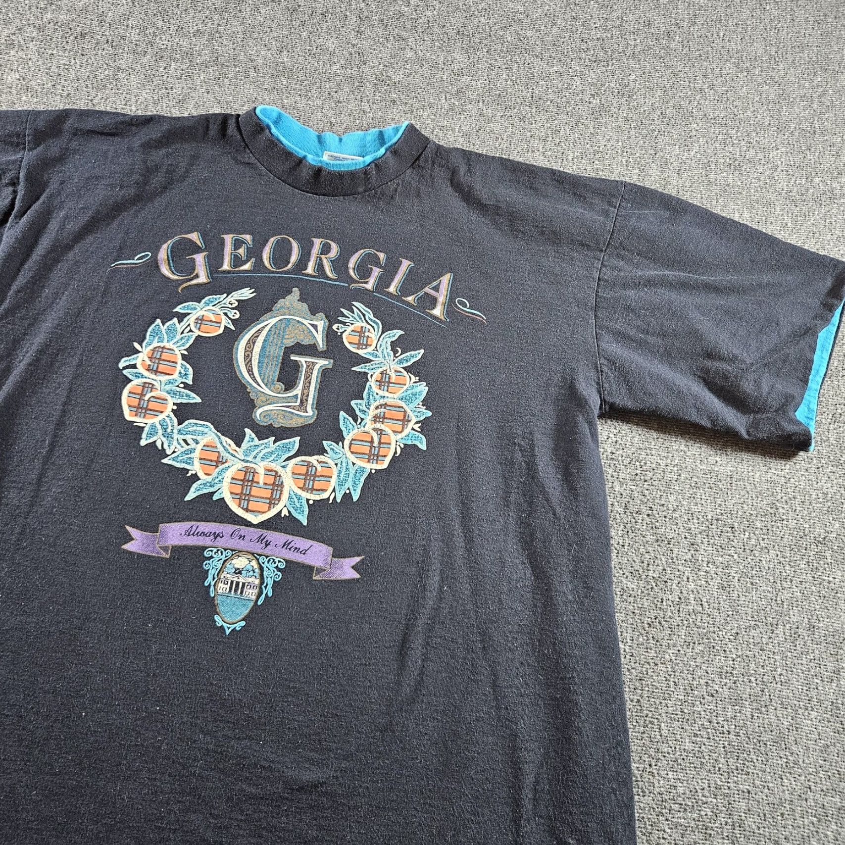Vintage VINTAGE Belton Georgia Shirt Mens XL Black Crew Neck Short Sleeve Graphic Print 90s Travel USA Crochet? Size US XL / EU 56 / 4 - 3 Thumbnail