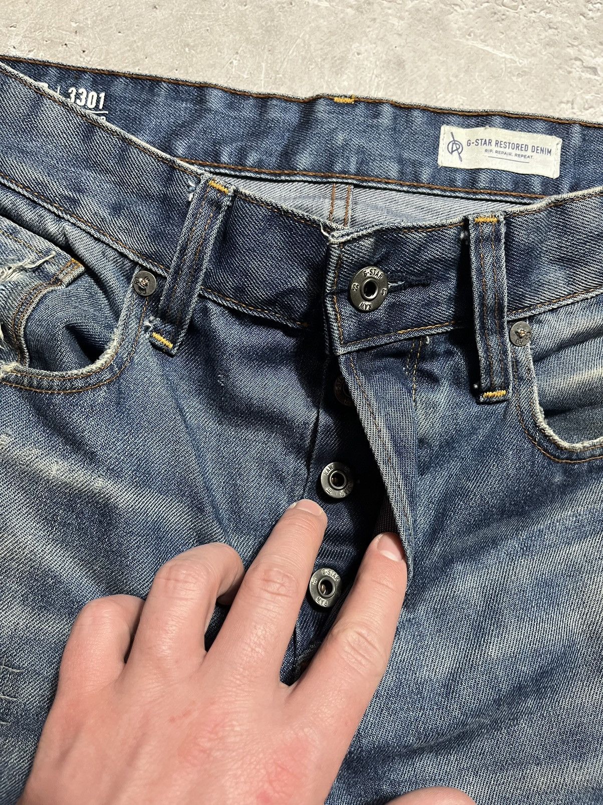 G-Star × Japanese Brand G Star Distressed Restored Denim Jeans Pants Size US 31 - 10 Thumbnail